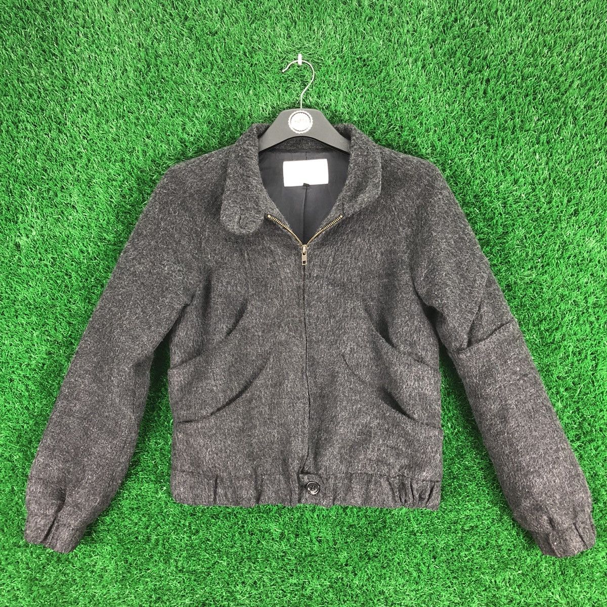 image of Enchantment Vintage Enchantement Wool Mohair Zipper Jacket in Grey, Men's (Size XS)