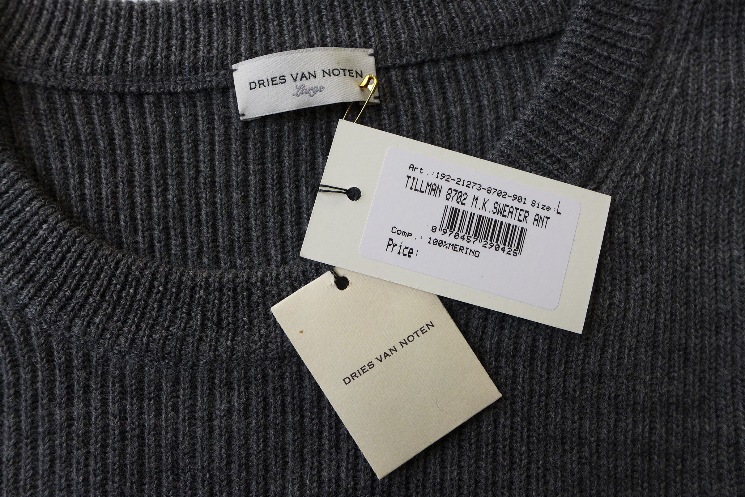 Dries Van Noten Dries Van Noten Tillman Sweater - Anthracite Merino Wool Size US L / EU 52-54 / 3 - 9 Thumbnail