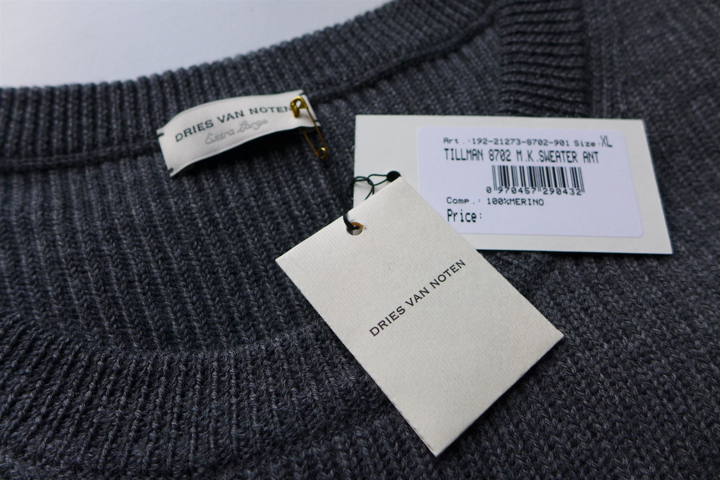 Dries Van Noten Dries Van Noten Tillman Sweater - Anthracite Merino Wool Size US XL / EU 56 / 4 - 9 Thumbnail