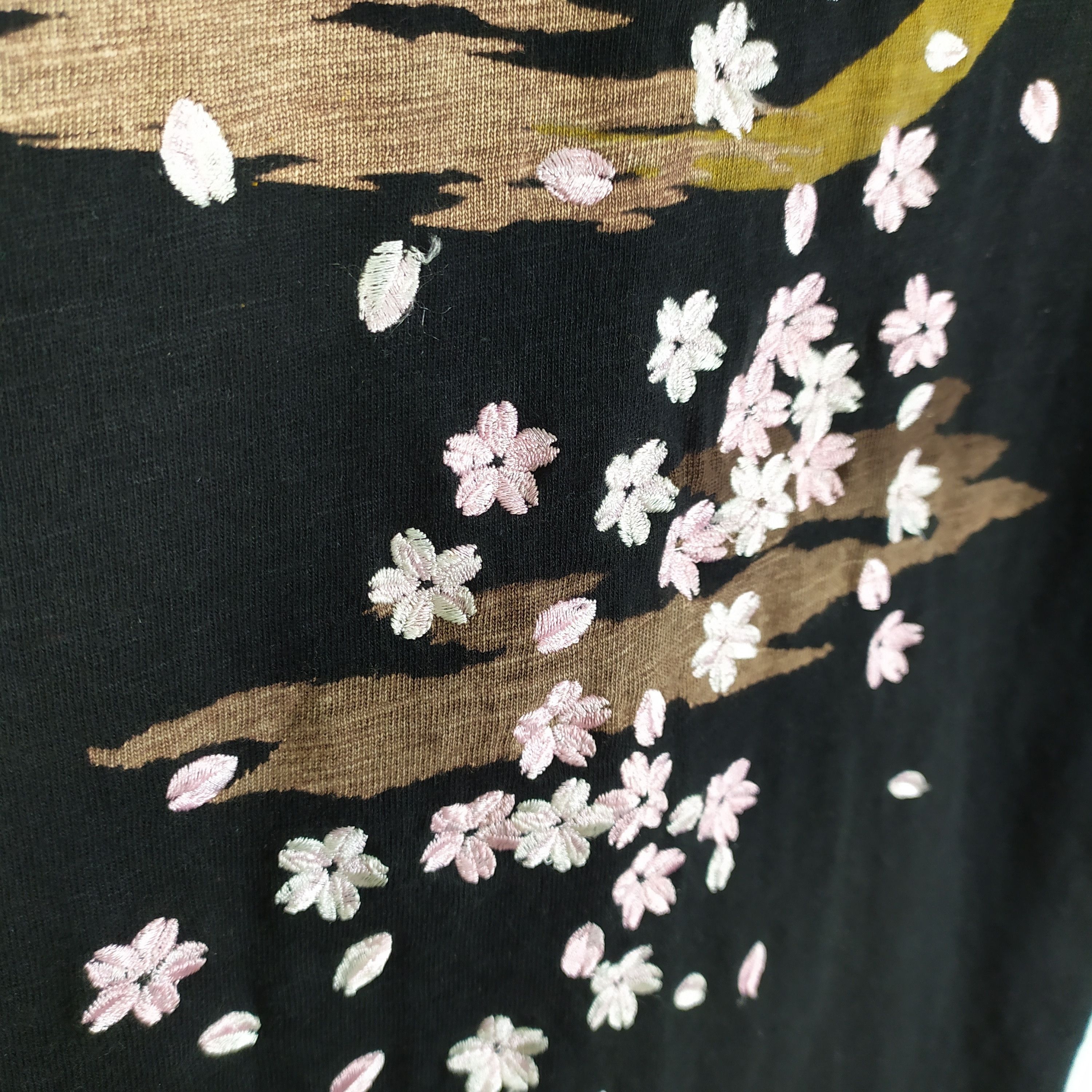 Japanese Brand Sukajan Skeleton Sakura Embroidery Logo Sukajan Tee #49-003 Size US M / EU 48-50 / 2 - 11 Thumbnail