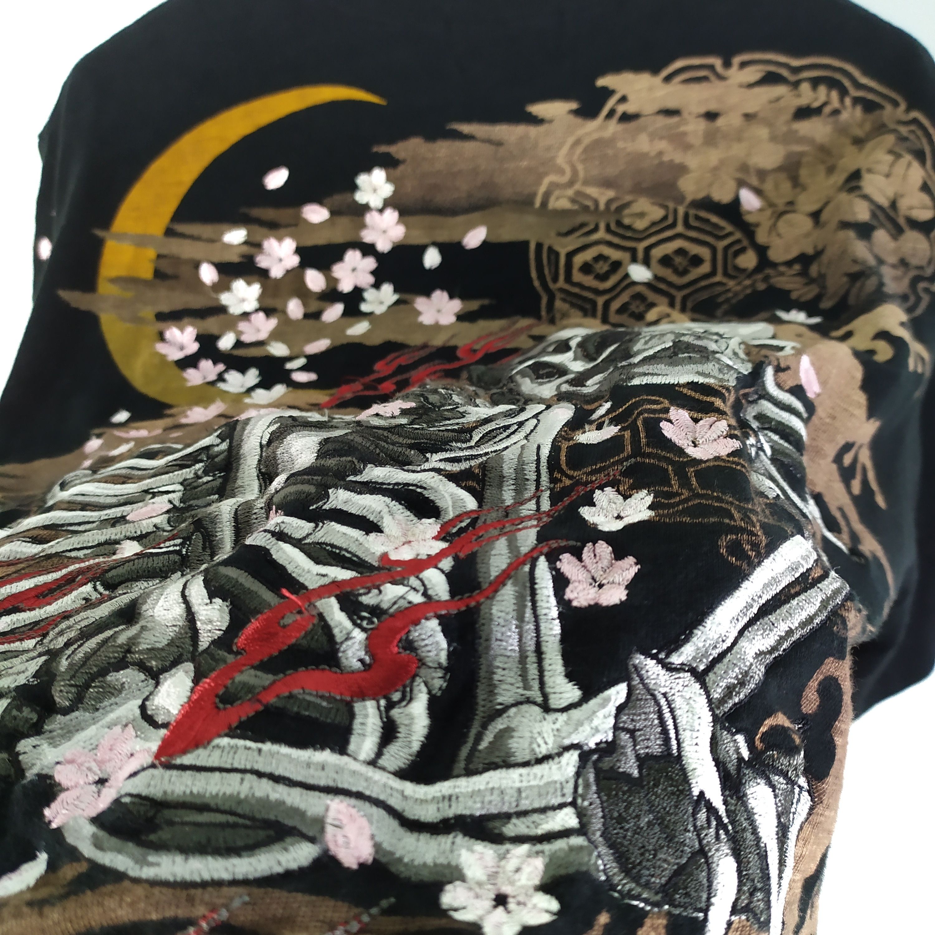 Japanese Brand Sukajan Skeleton Sakura Embroidery Logo Sukajan Tee #49-003 Size US M / EU 48-50 / 2 - 5 Thumbnail
