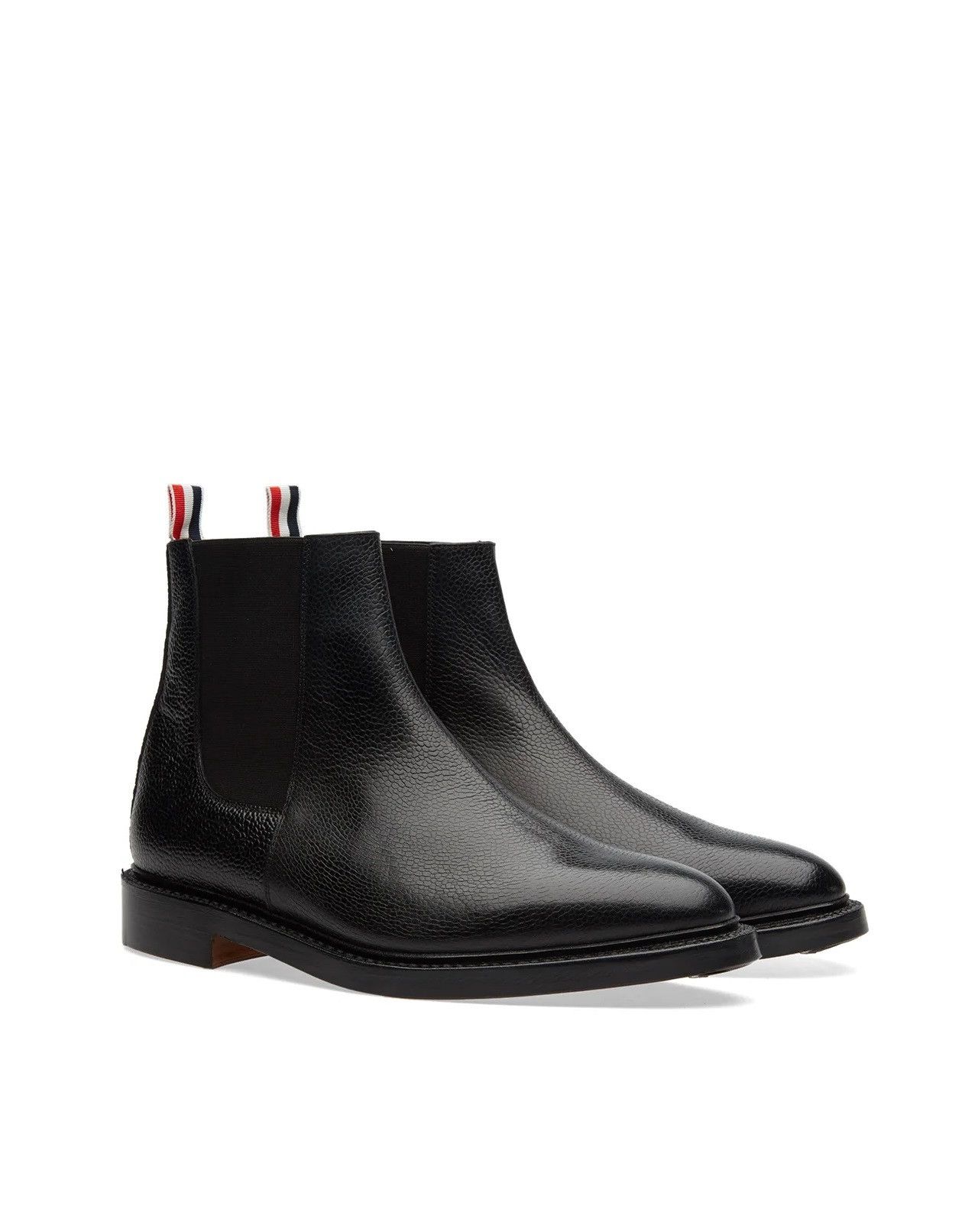 image of Thom Browne Fw16 Chelsea Boots - Black Pebble Grain Leather, Men's (Size 8)