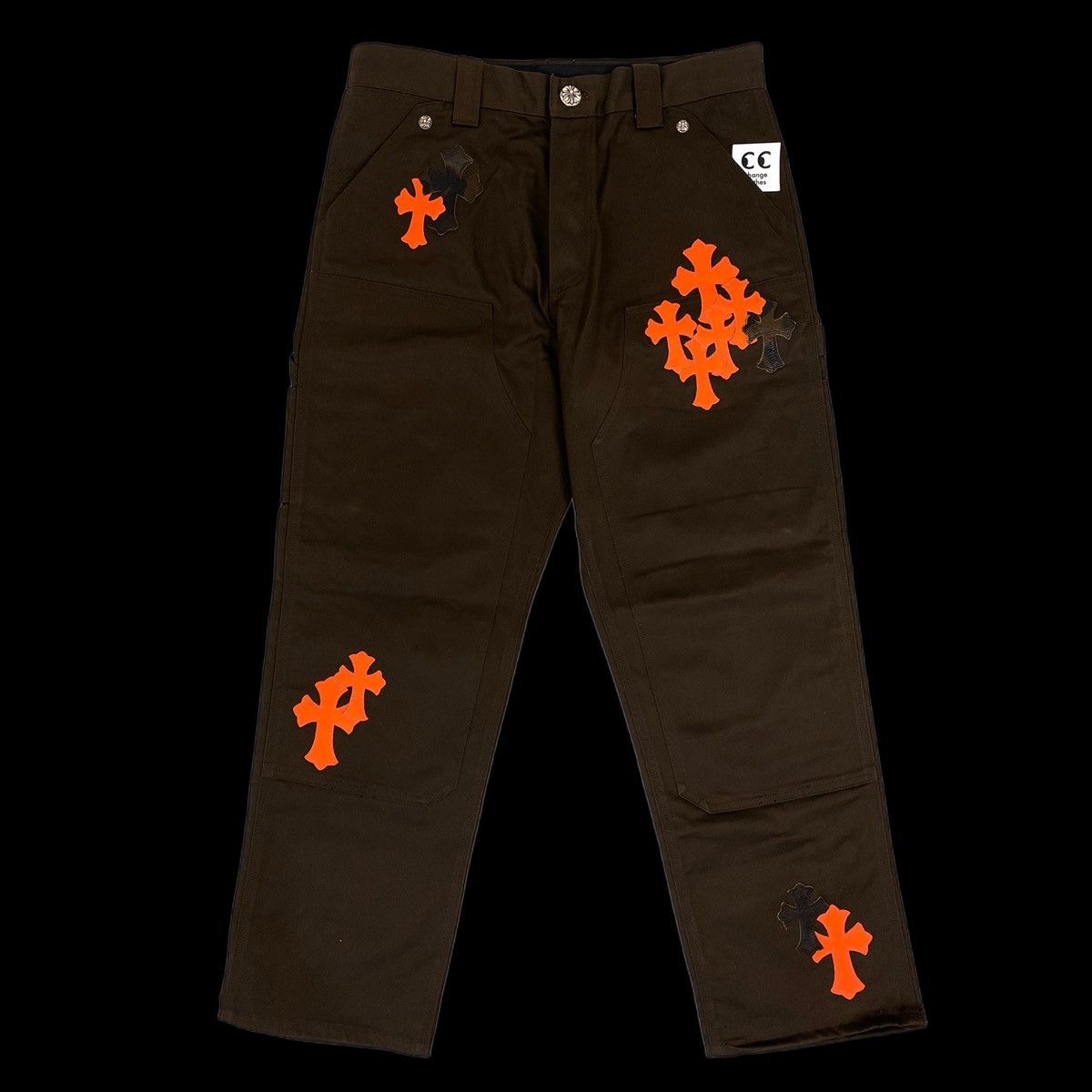 Chrome Hearts chrome hearts orange camo cross patch carpenter pants ...