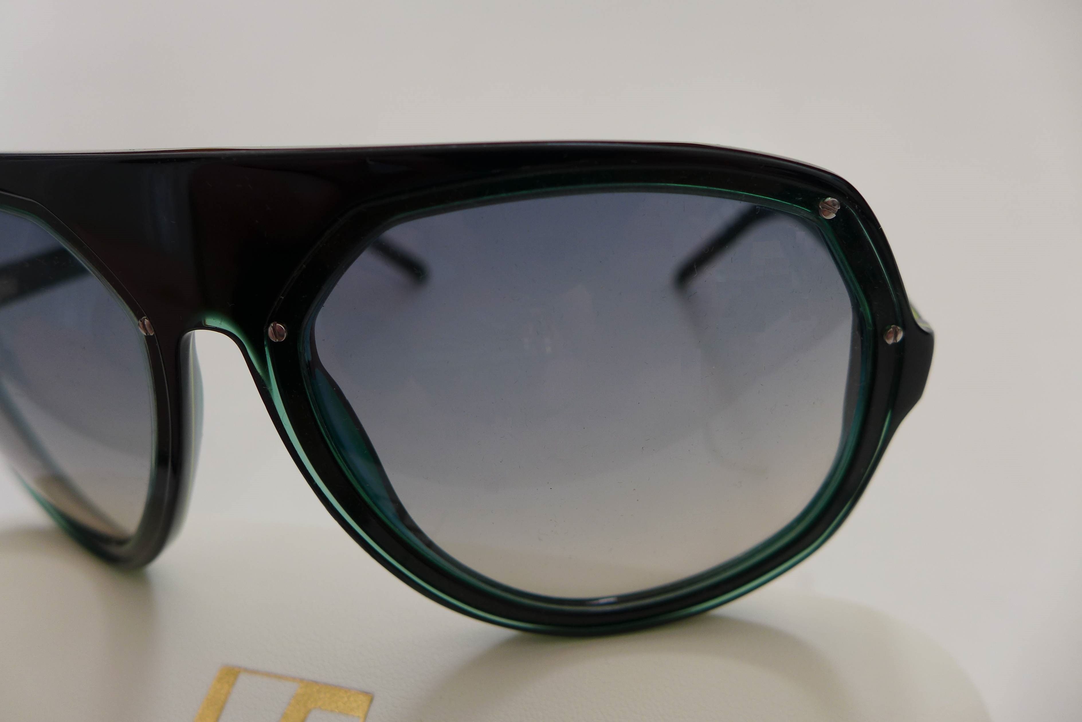 Linda Farrow Raf Simons Angular Aviator Sunglasses - Dark Green Size ONE SIZE - 3 Thumbnail