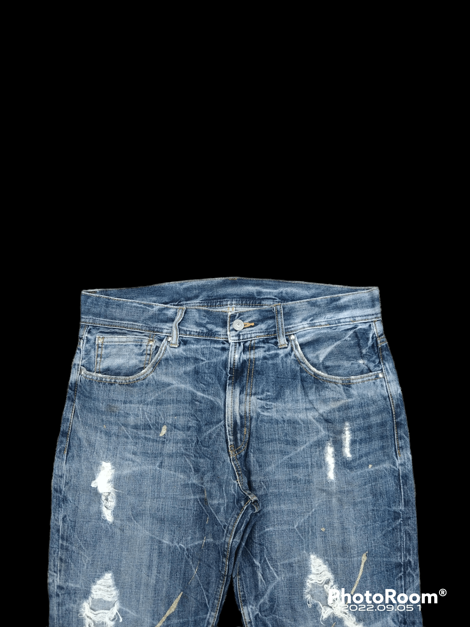 Art Comes First FLARE⚡DISTREESSED SPLATTED UNBRAND DENIM PANTS Size US 32 / EU 48 - 4 Thumbnail
