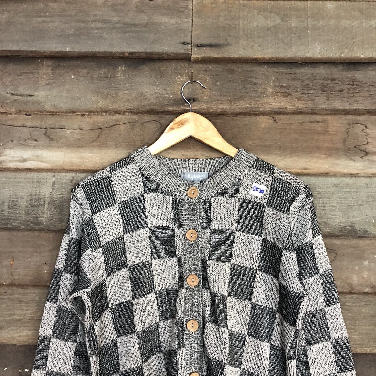 Homespun Knitwear DL MapleSugar checkered cardigan Grey Knitwear #5530 Size US S / EU 44-46 / 1 - 2 Thumbnail