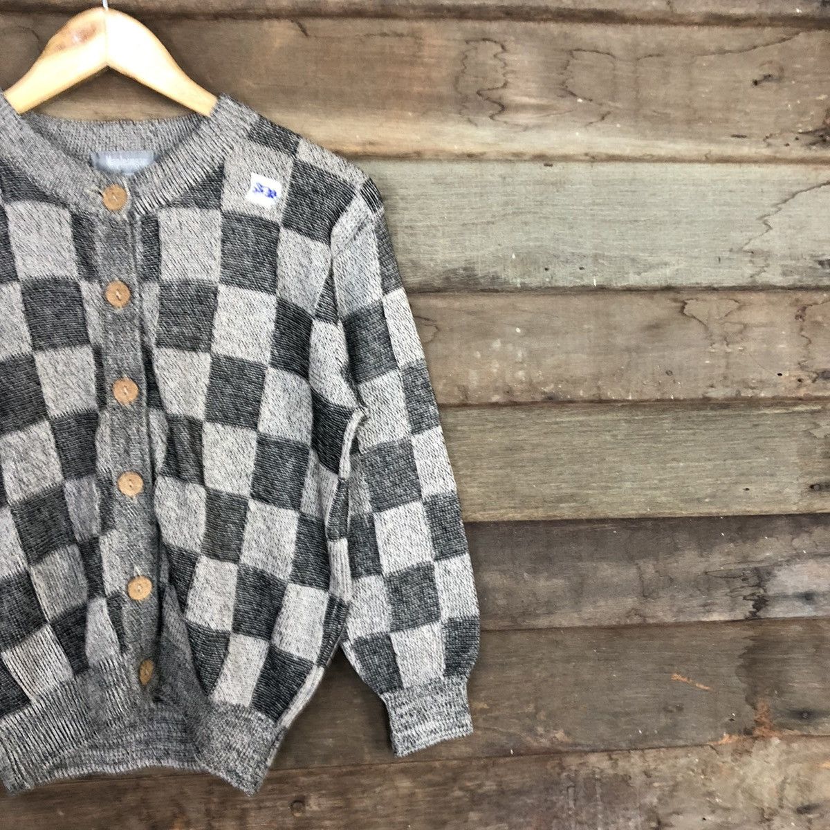 Homespun Knitwear DL MapleSugar checkered cardigan Grey Knitwear #5530 Size US S / EU 44-46 / 1 - 5 Thumbnail