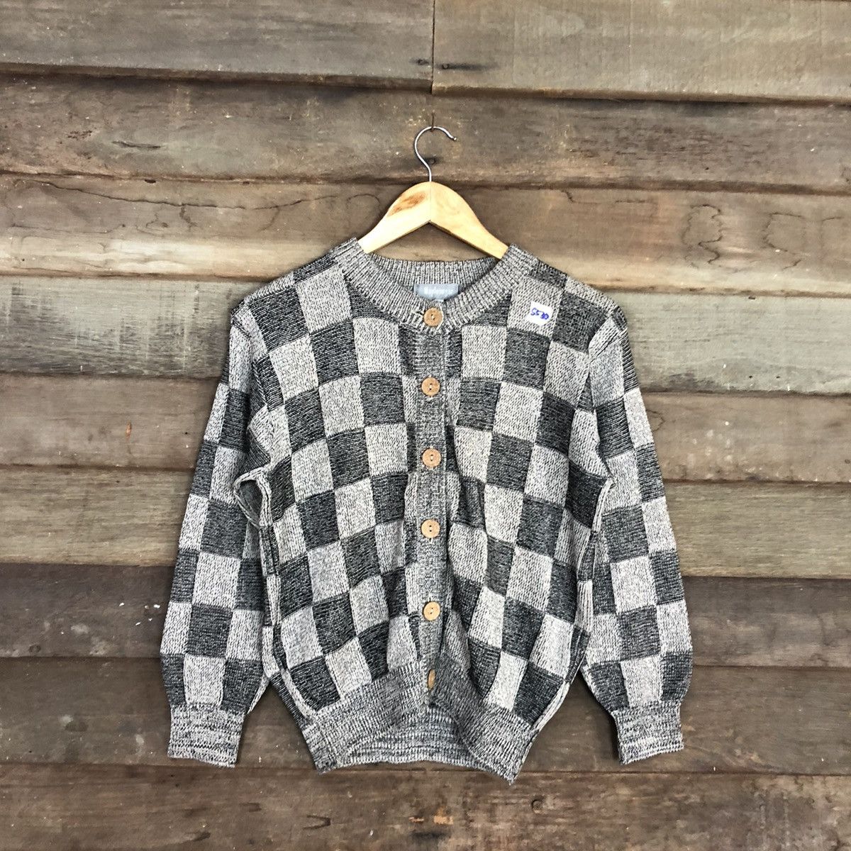 Homespun Knitwear DL MapleSugar checkered cardigan Grey Knitwear #5530 Size US S / EU 44-46 / 1 - 3 Thumbnail