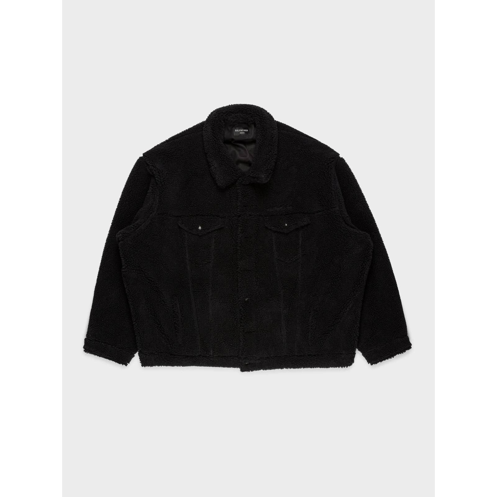 Image of Balenciaga Oversized Shearling Jacket in Black, Men's (Size 2XL)