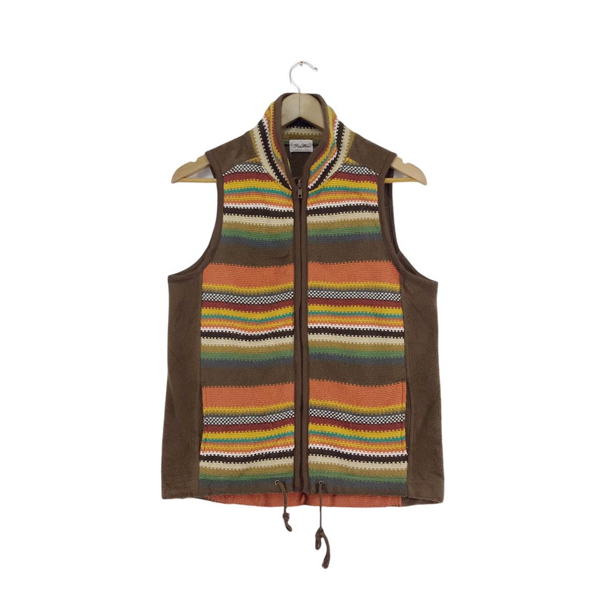 Japanese Brand × Native Vintage Firm Wave Fleece Navajo Vest Zip Up Size 38S - 1 Thumbnail