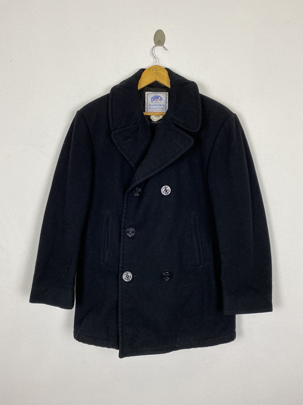 Vintage GK146 VINTAGE DSCP NAVY DOUBLE BREAST PEA COAT Size US M / EU 48-50 / 2 - 2 Thumbnail
