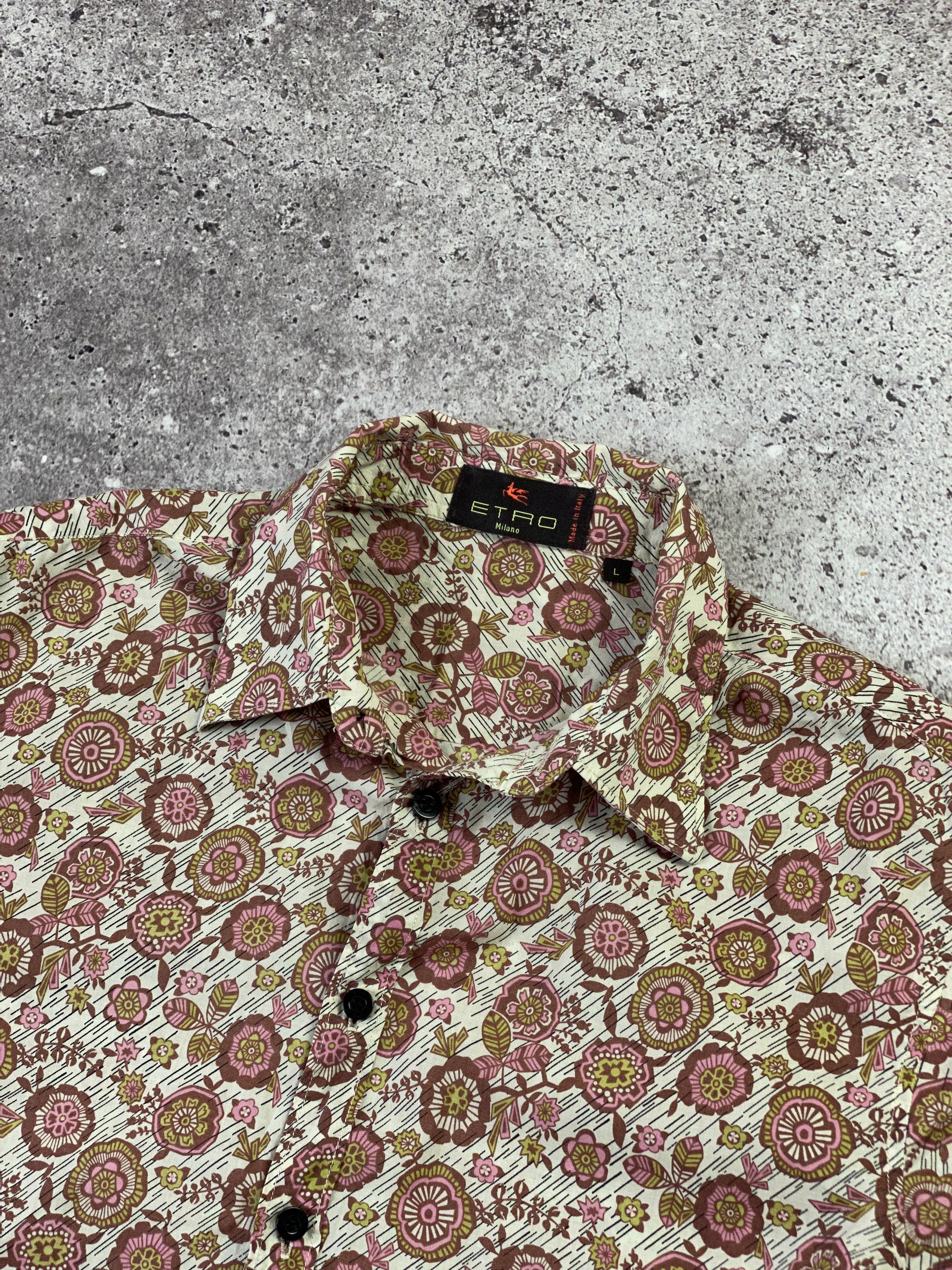 Etro × Vintage Etro Floral Pattern Short Sleeve Summer Shirt Size US L / EU 52-54 / 3 - 3 Thumbnail