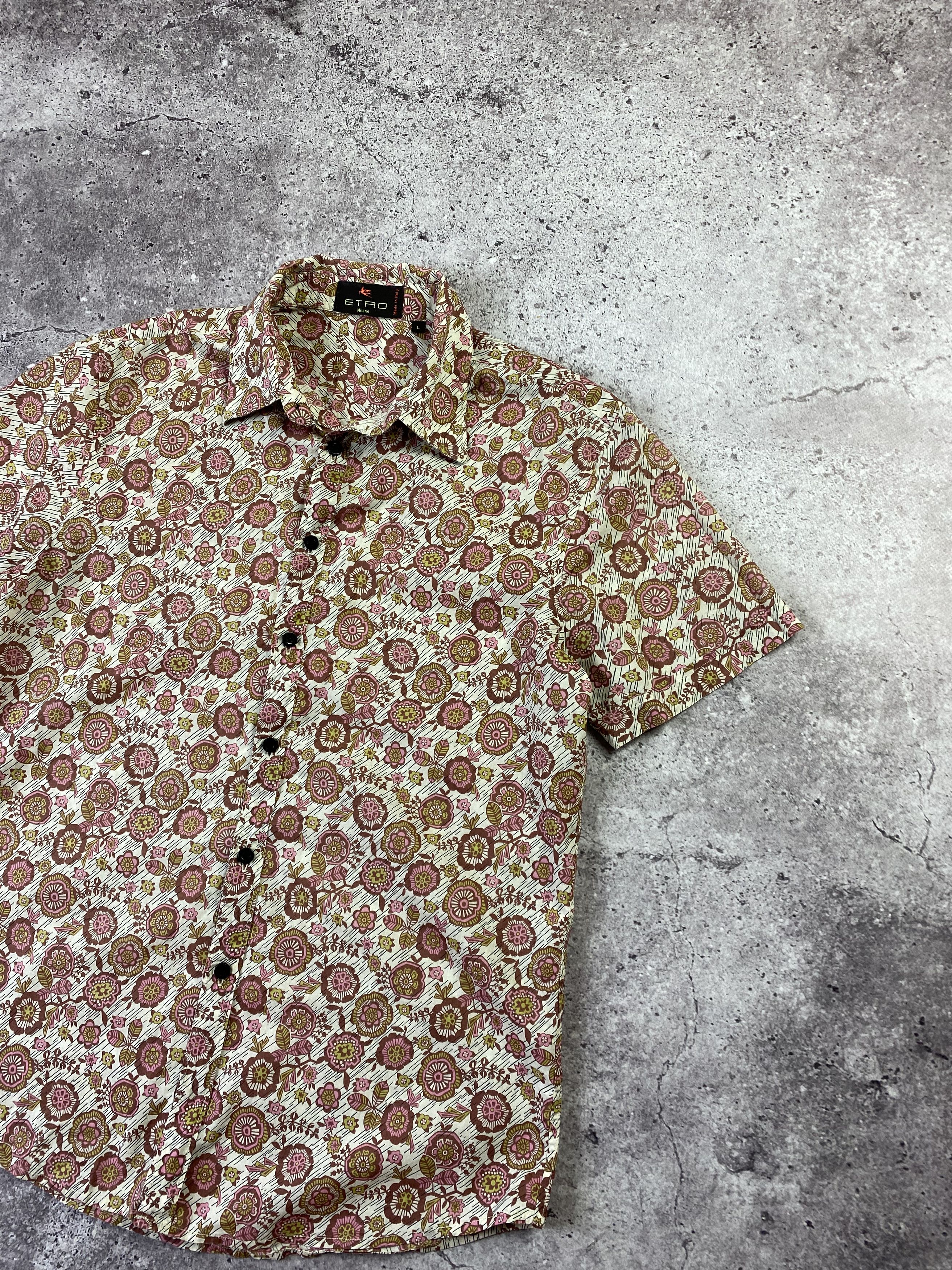 Etro × Vintage Etro Floral Pattern Short Sleeve Summer Shirt Size US L / EU 52-54 / 3 - 2 Thumbnail