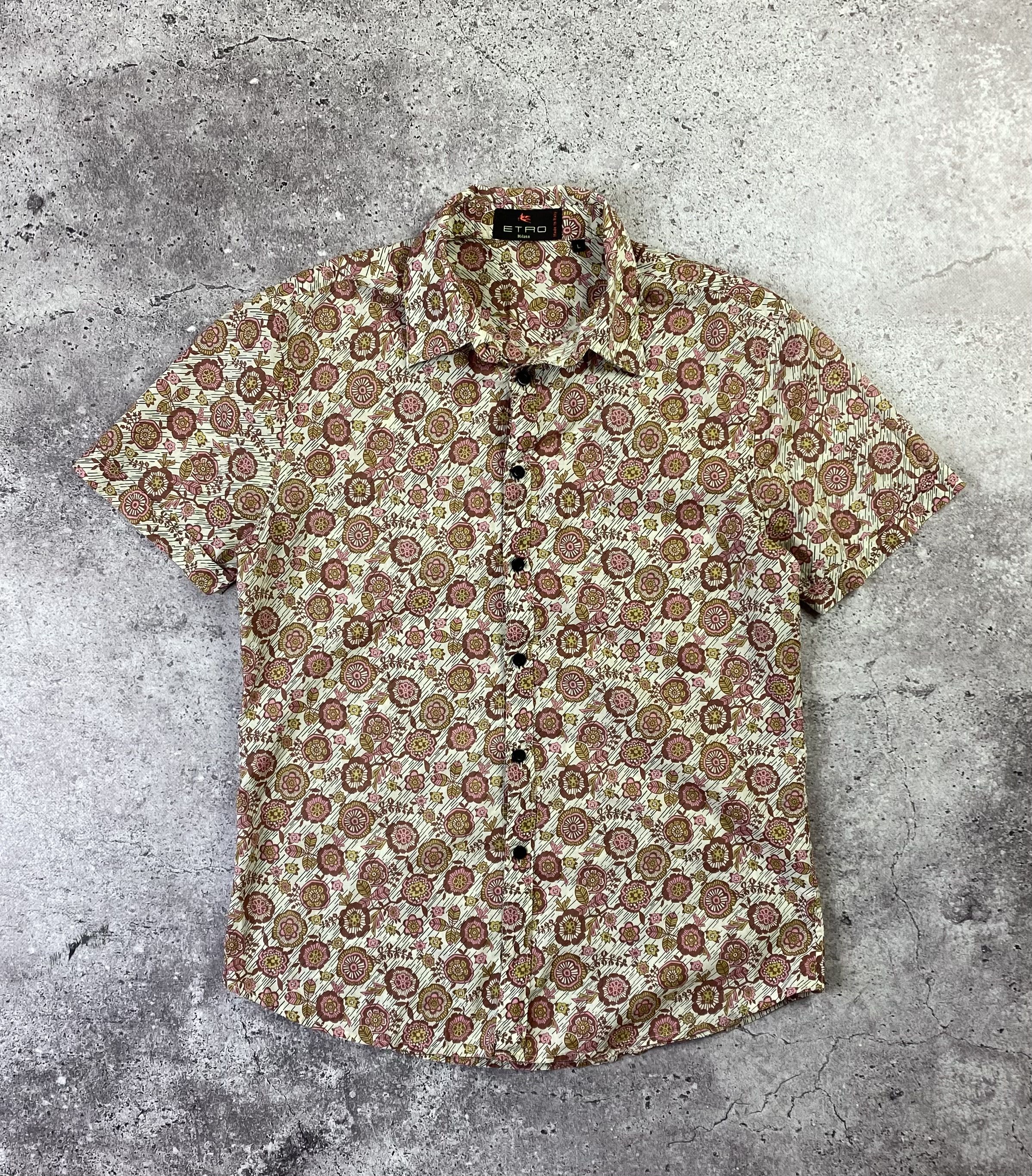 Etro × Vintage Etro Floral Pattern Short Sleeve Summer Shirt Size US L / EU 52-54 / 3 - 1 Thumbnail