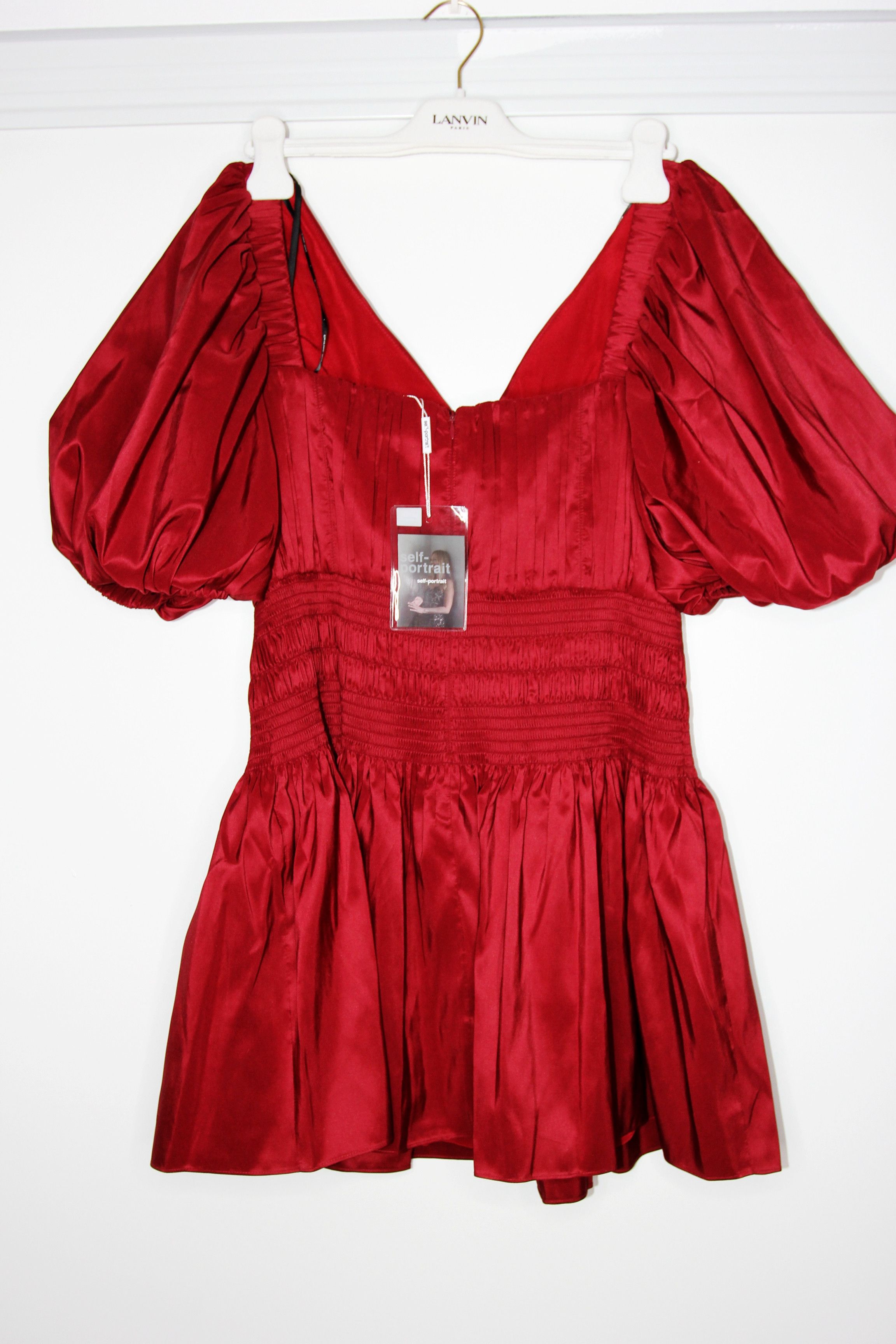 Self-Portrait BNWT AW21 SELF-PORTRAIT TAFFETA PUFF SLEEVE MINI DRESS 10 Size L / US 10 / IT 46 - 2 Thumbnail