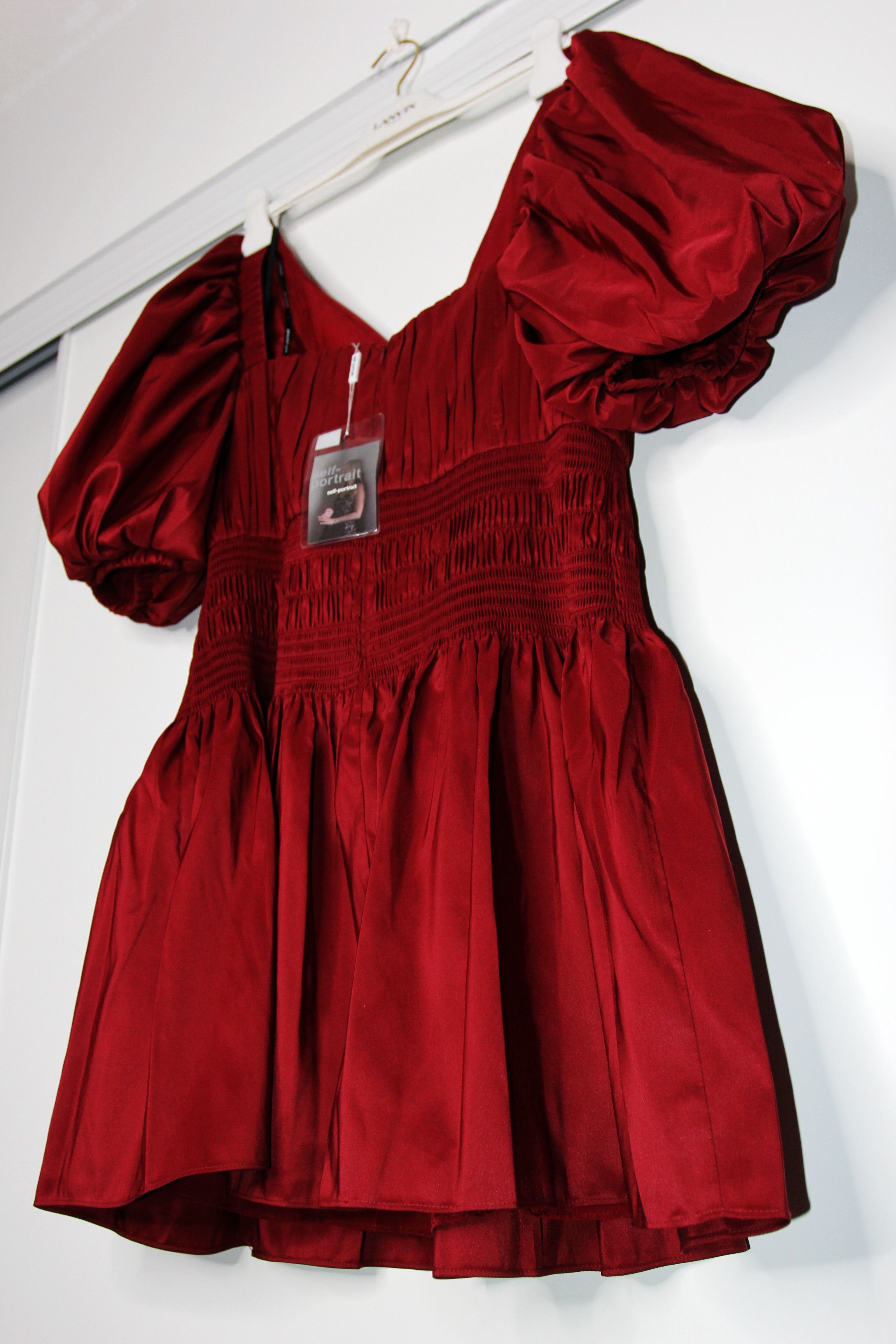 Self-Portrait BNWT AW21 SELF-PORTRAIT TAFFETA PUFF SLEEVE MINI DRESS 10 Size L / US 10 / IT 46 - 5 Thumbnail