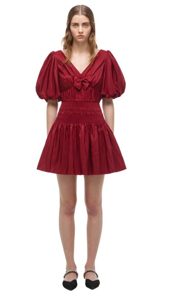 Self-Portrait BNWT AW21 SELF-PORTRAIT TAFFETA PUFF SLEEVE MINI DRESS 10 Size L / US 10 / IT 46 - 1 Thumbnail