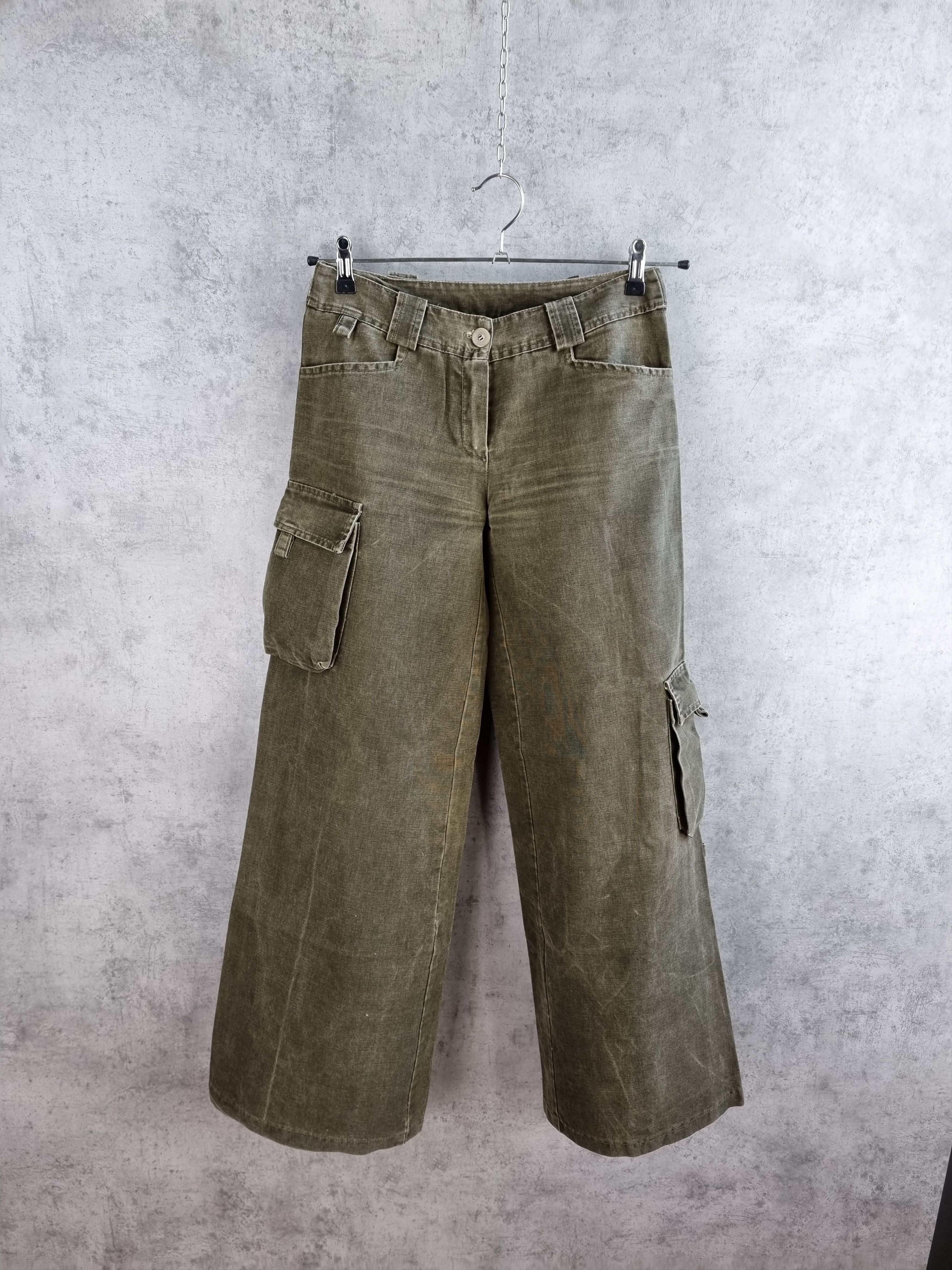 Japanese Brand Unique 90s Military Baggy Flared Vintage Rare Italian Pants Size US 29 - 2 Thumbnail