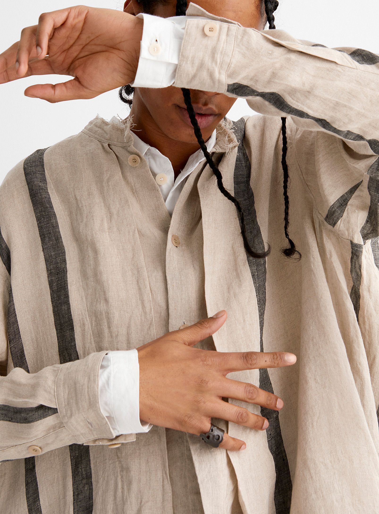Julius BNWT SS21 JULIUS "MAMUTHONES" STRIPED LINEN SHIRT 2 Size US M / EU 48-50 / 2 - 15 Thumbnail