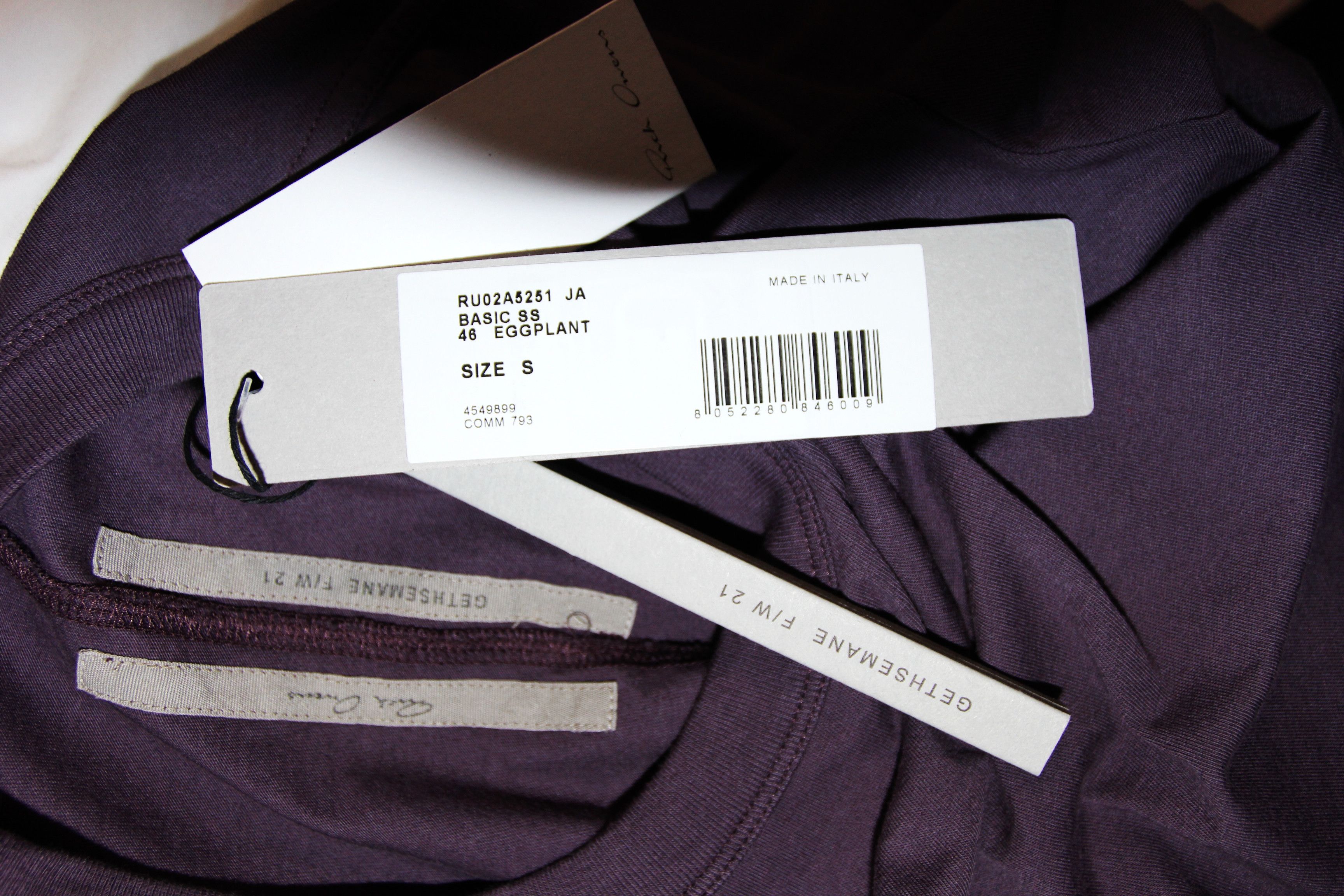 Rick Owens BNWT AW21 RICK OWENS "GETHSEMANE" BASIC SS TSHIRT S Size US S / EU 44-46 / 1 - 8 Thumbnail