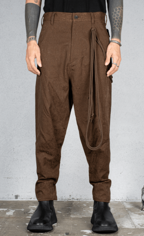 image of Aw20 Julius "dukkha" Draped Jacquard Pants 2 in Brown, Men's (Size 32)
