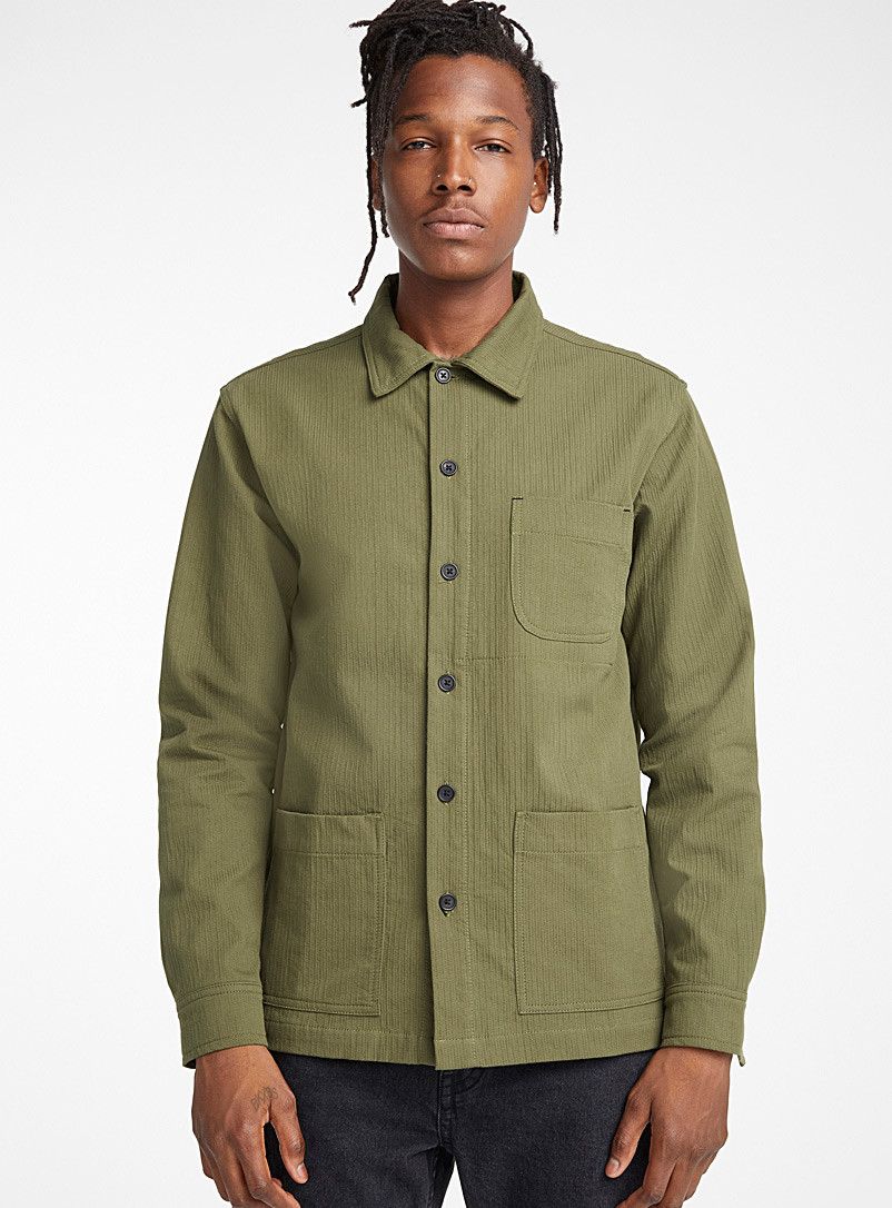 image of Aw19 Neuw Topstitched Military Shirt S in Olive, Men's (Size Small)
