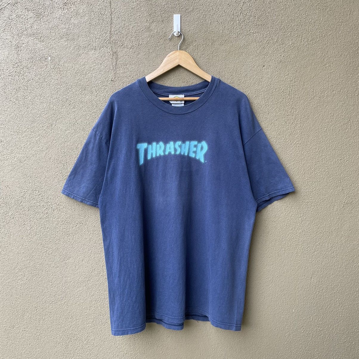 image of Hook Ups x Thrasher Vintage Thrasher Trippy Tee Shirt in Navy Blue, Men's (Size XL)