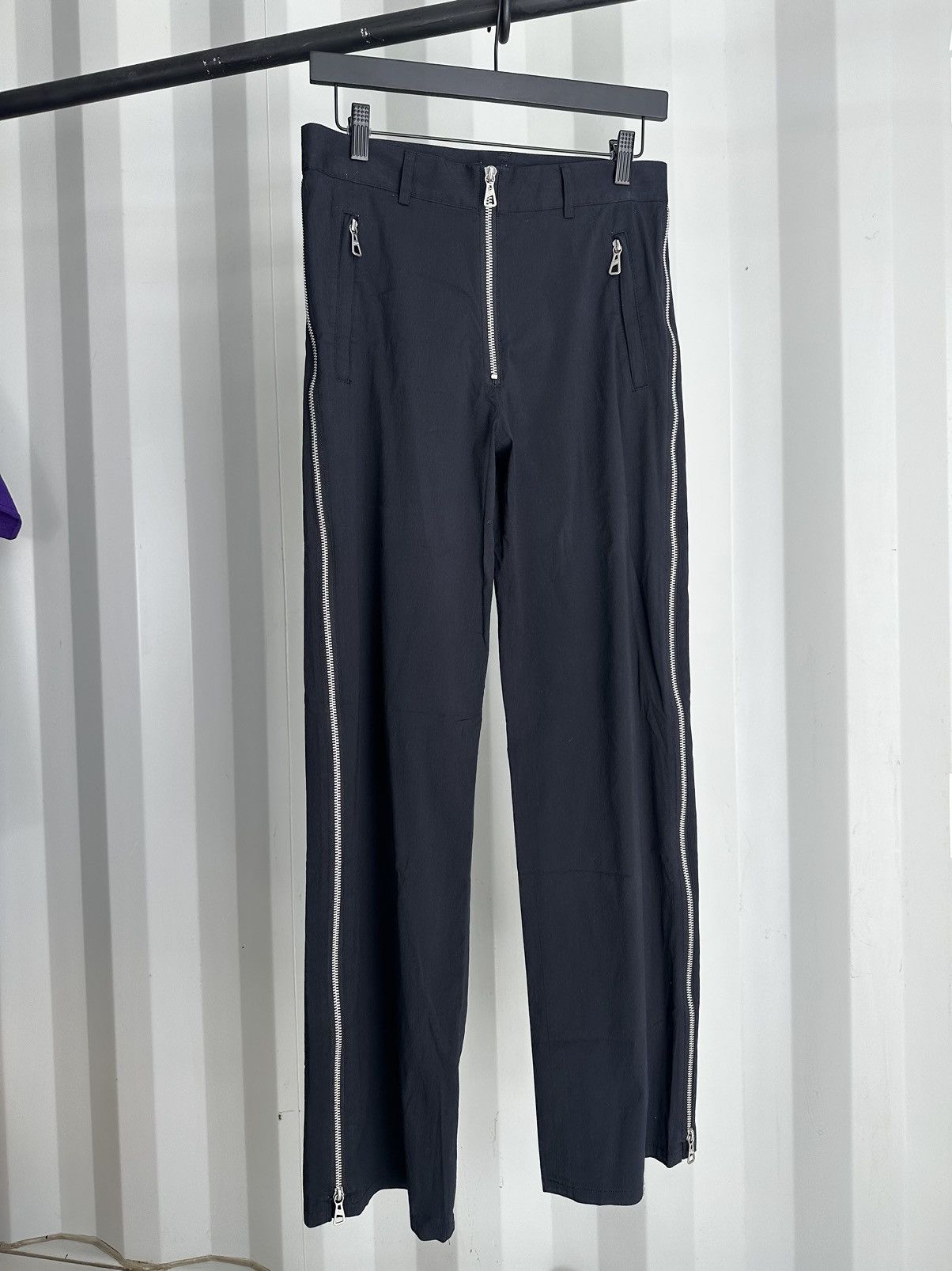 image of Jean Paul Gaultier Side Zip Wide Leg Trousers in Black, Men's (Size 32)