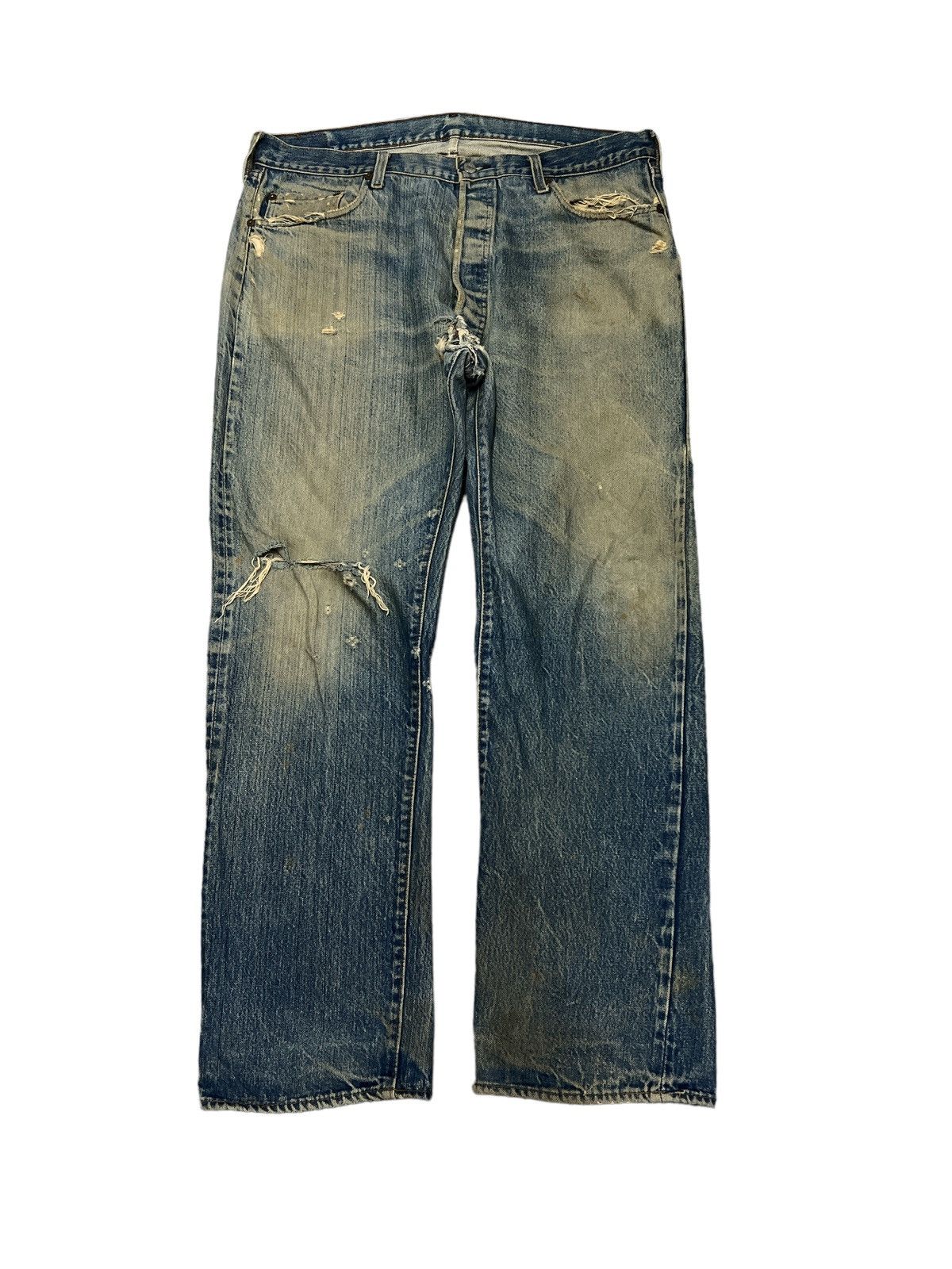 Levi's Vintage Clothing × Seditionaries THRASHED VINTAGE 501 SALVAGE KURT KOBAIN DENIM PANT Size US 38 / EU 54 - 2 Thumbnail
