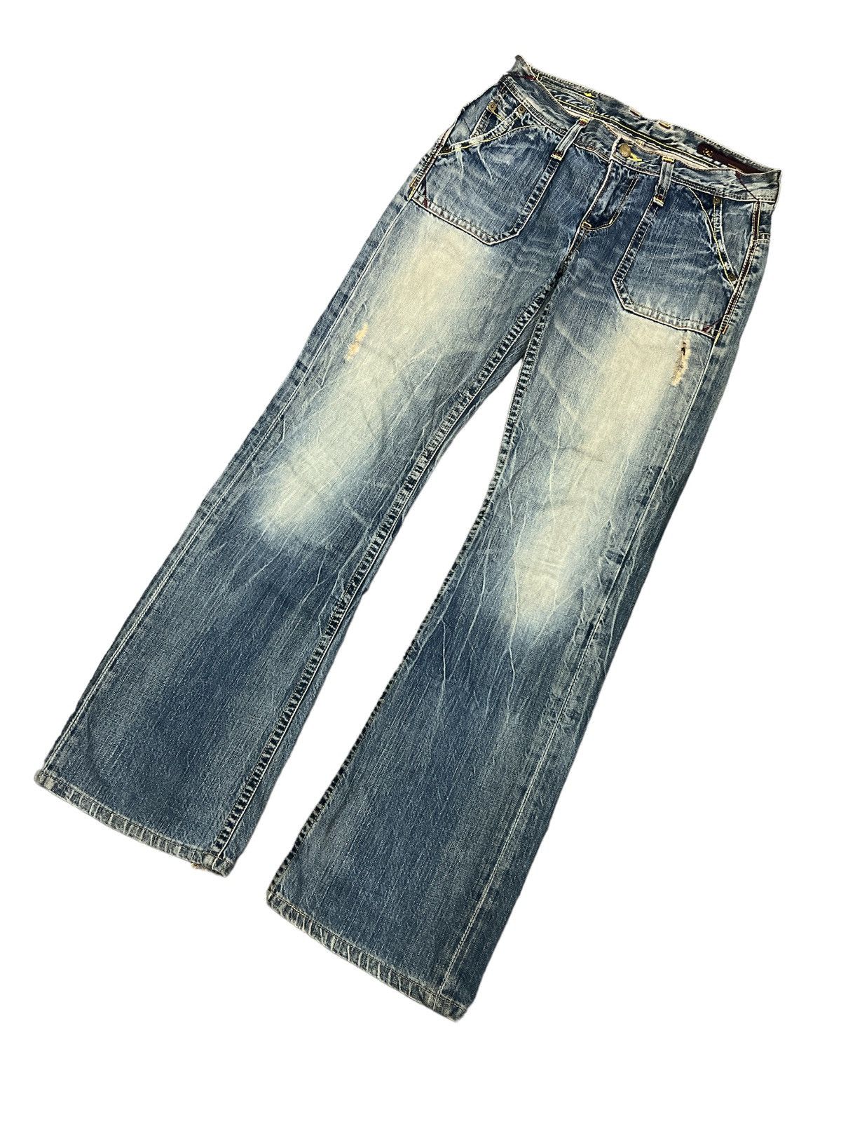 Japanese Brand × Vintage FLARED💥 BRAPPERS RIPPED DISTRESSED DENIM PANT Size US 29 - 6 Thumbnail