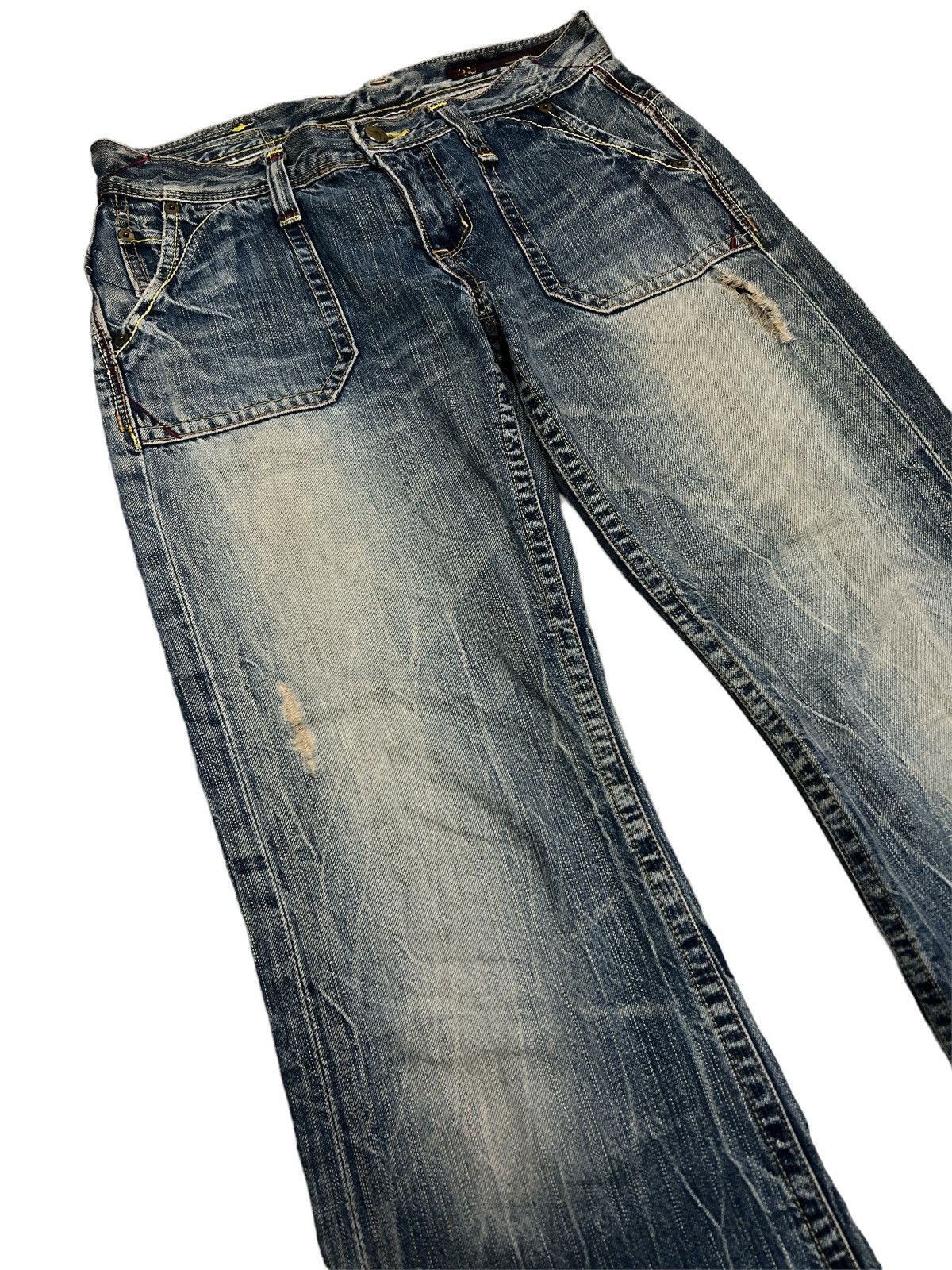 Japanese Brand × Vintage FLARED💥 BRAPPERS RIPPED DISTRESSED DENIM PANT Size US 29 - 7 Thumbnail