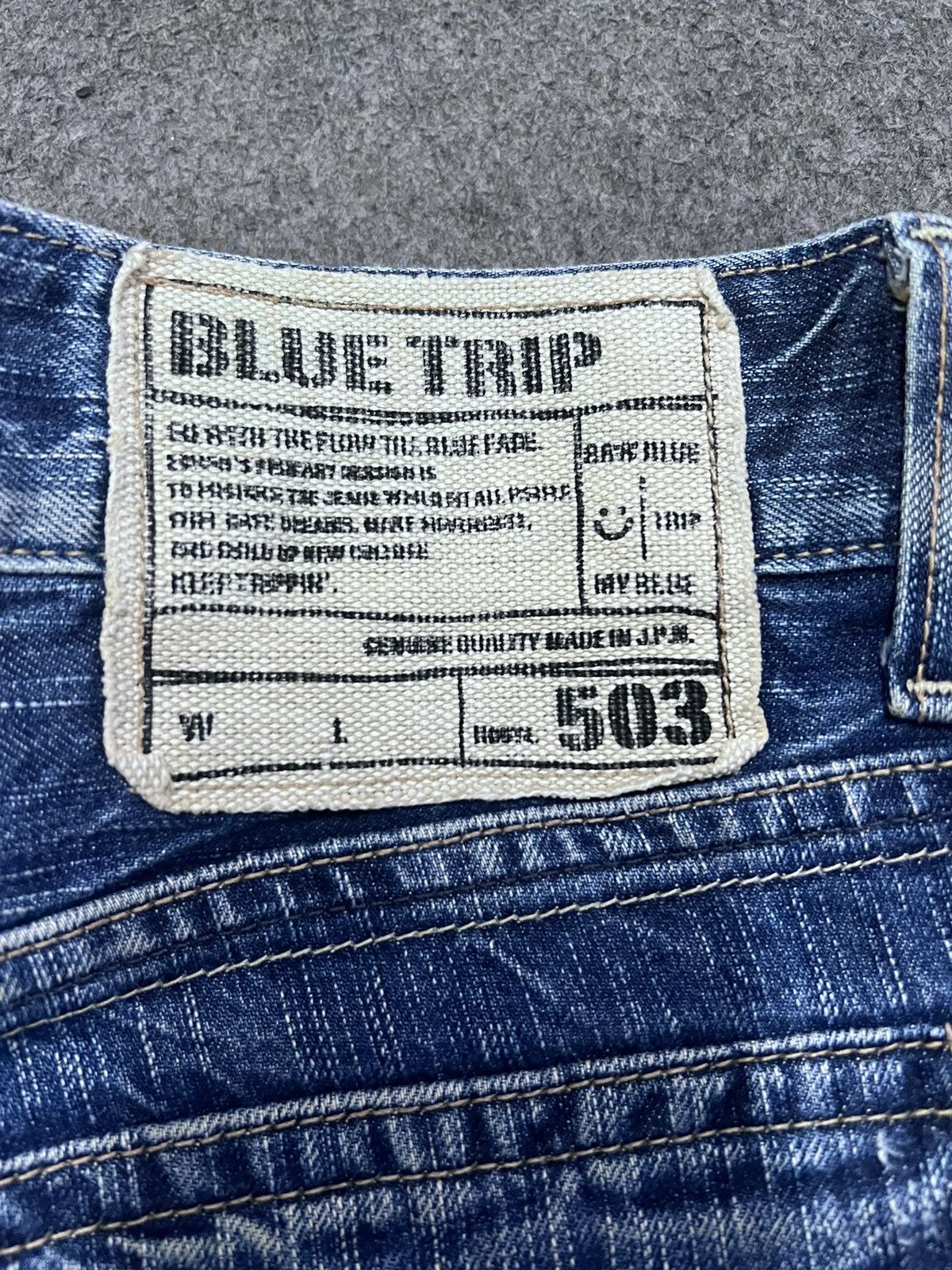 Japanese Brand FLARED💥EDWIN 503 BLUE TRIP DISTRESSED DENIM PANT Size US 31 - 7 Thumbnail