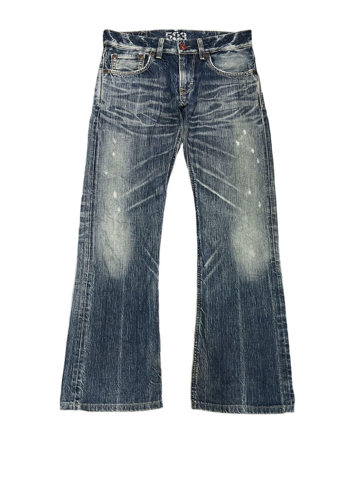 Japanese Brand FLARED💥EDWIN 503 BLUE TRIP DISTRESSED DENIM PANT Size US 31 - 1 Thumbnail