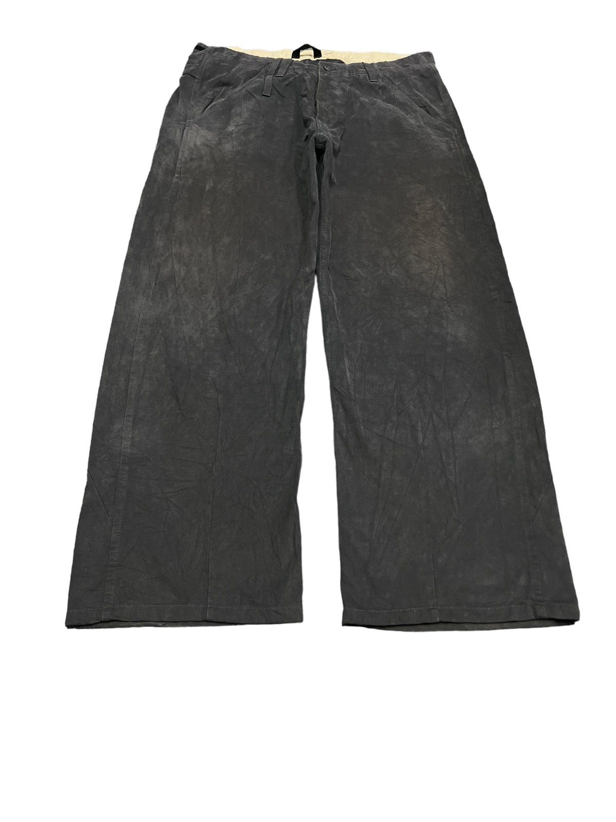 Japanese Brand BAGGY💥FULL CIRCLE GREY FADED COTTON PANT Size US 35 - 2 Thumbnail