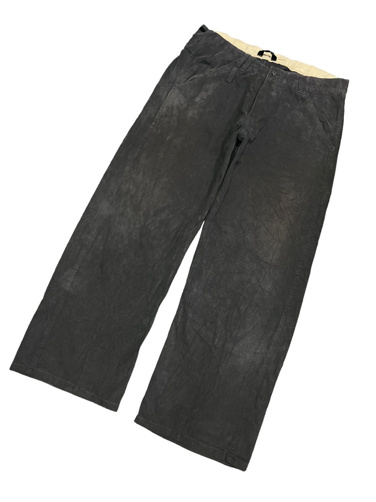 Japanese Brand BAGGY💥FULL CIRCLE GREY FADED COTTON PANT Size US 35 - 3 Thumbnail