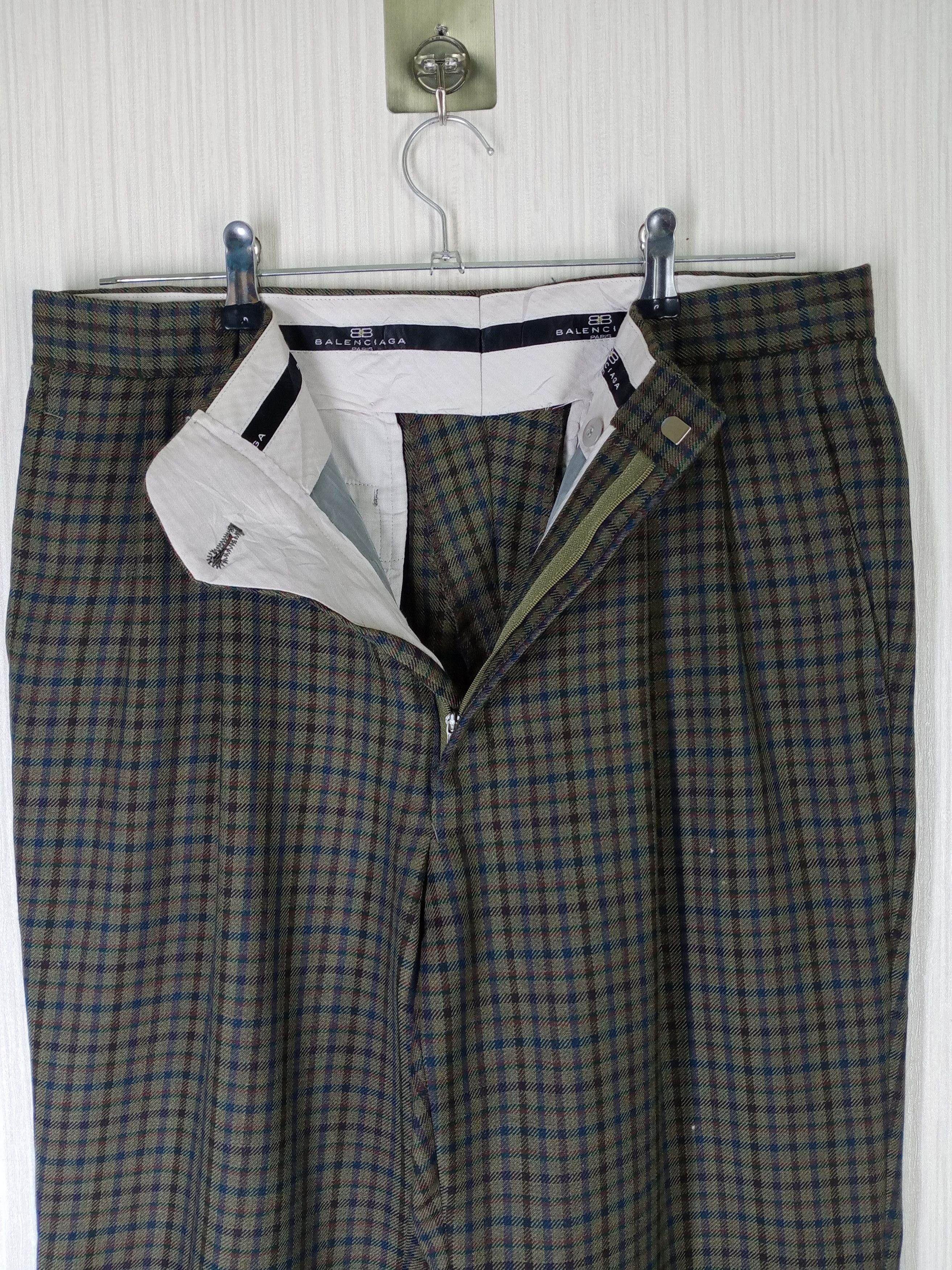 Balenciaga Vintage Balenciaga Paris Plaid Wool Trouser Pants Size US 33 - 8 Thumbnail