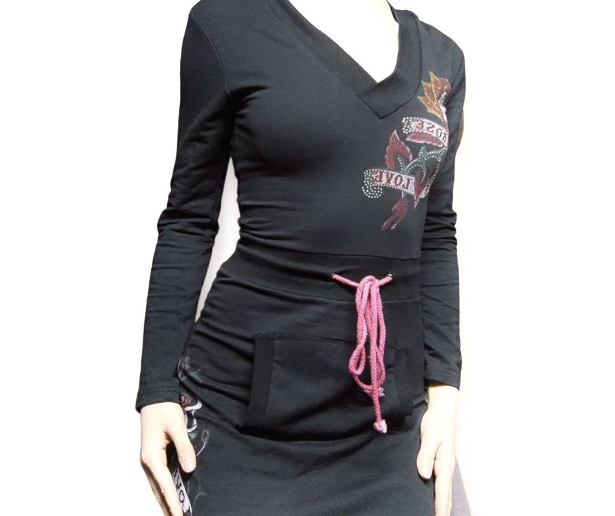 chinese dress ladies Womens Tattoo Collage Mesh Long Sleeve Dress