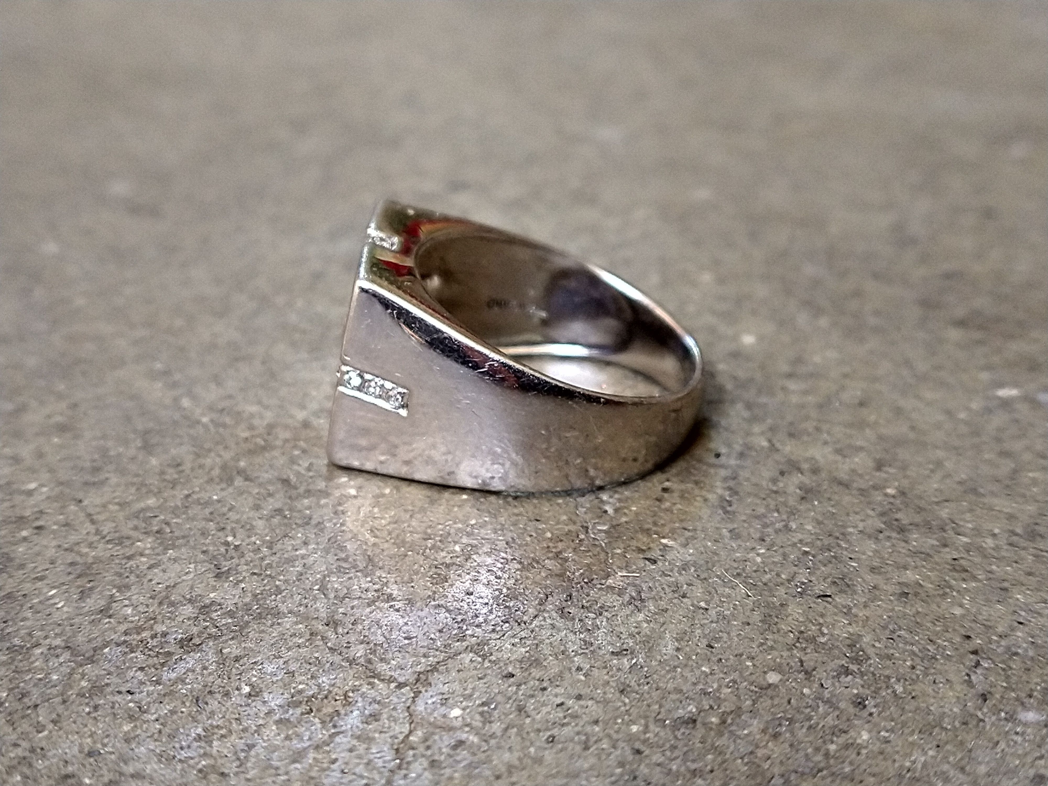 Jewelry Vintage Sterling Silver Ring Blue Glass Size 8.75 Square Size ONE SIZE - 4 Thumbnail