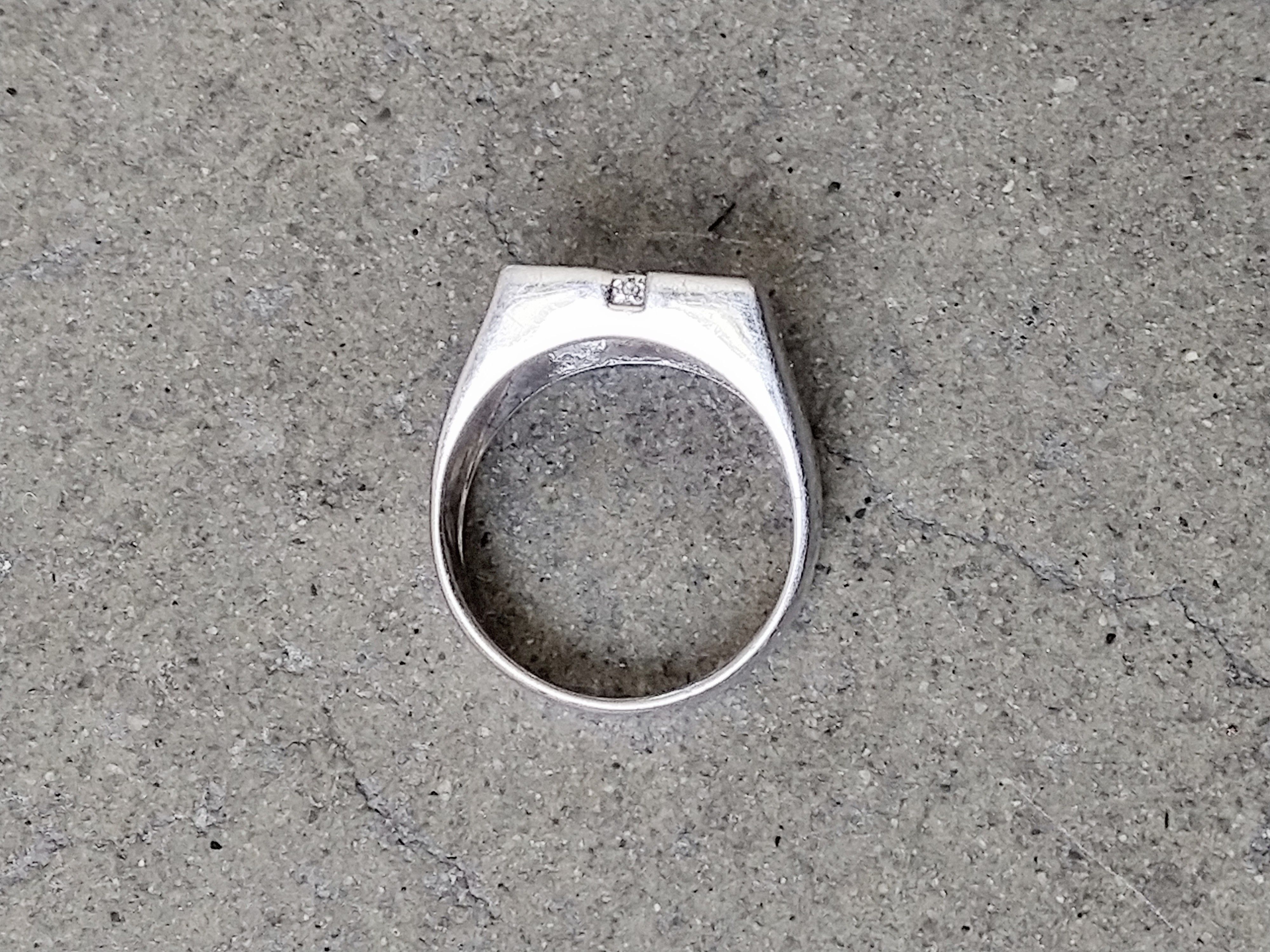 Jewelry Vintage Sterling Silver Ring Blue Glass Size 8.75 Square Size ONE SIZE - 11 Thumbnail