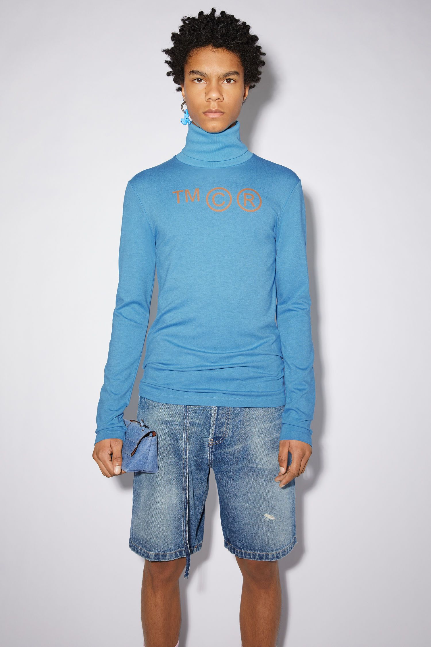 image of Aw21 Acne Studios Synthetic Turtleneck Tshirt XL in Blue, Men's