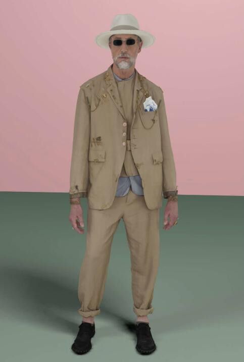 image of Ss21 Undercover Elasticated Linen Pants 2 in Beige, Men's (Size 32)