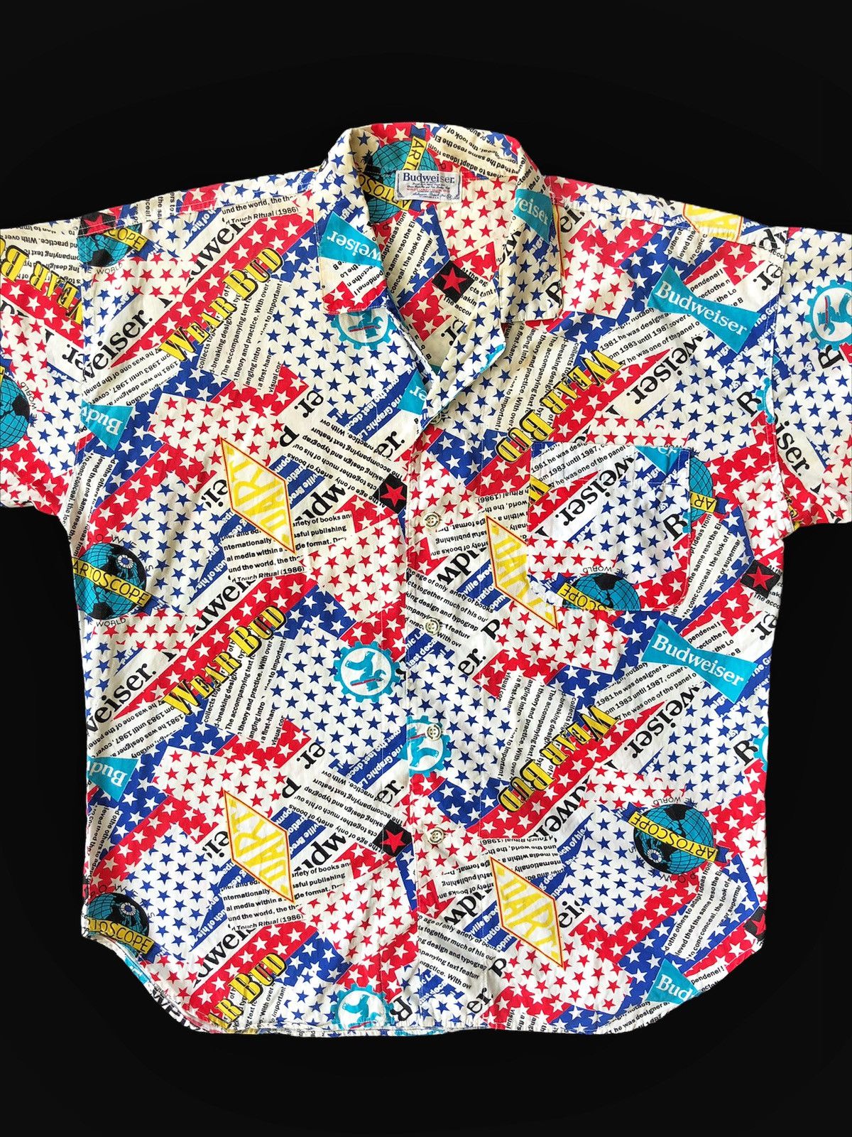 Budweiser RARE🔥80s Budweiser 🇺🇸 OVP Camp Collar Aloha Shirt Size US M / EU 48-50 / 2 - 2 Thumbnail