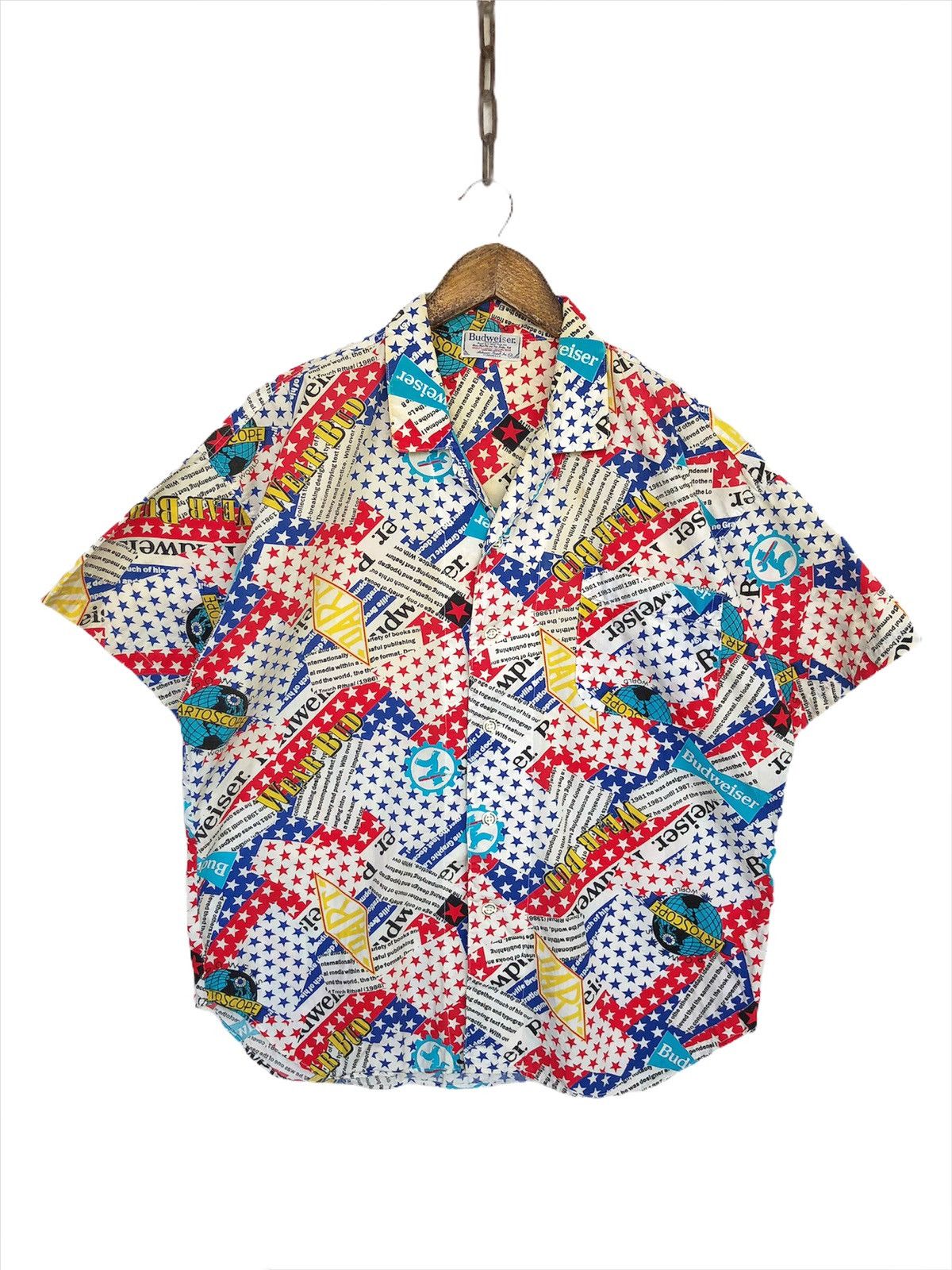 Budweiser RARE🔥80s Budweiser 🇺🇸 OVP Camp Collar Aloha Shirt Size US M / EU 48-50 / 2 - 4 Thumbnail