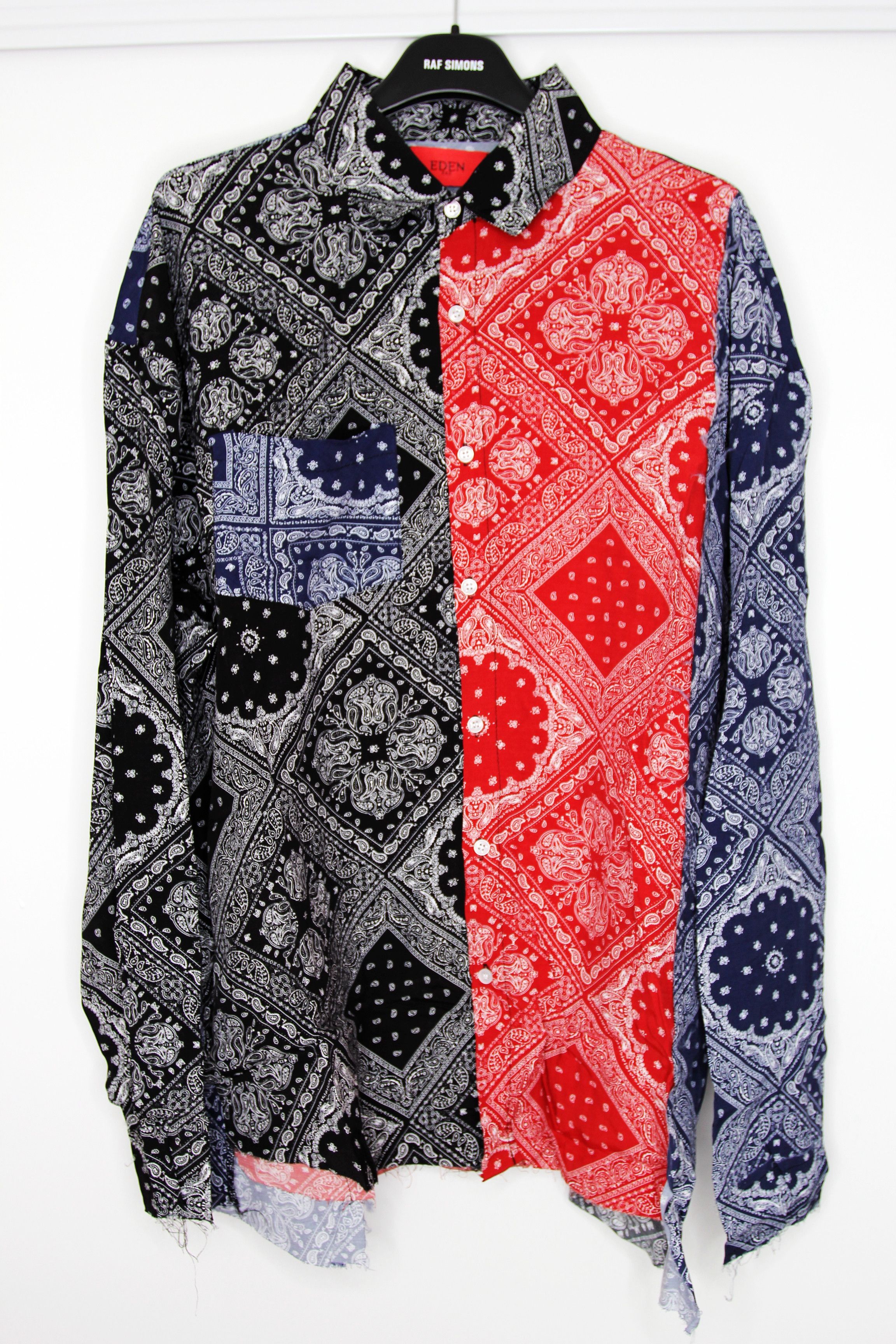 Other BNWT SS20 EDEN XXX BANDANA PATCHWORK SHIRT BLACK RED BLUE Size US M / EU 48-50 / 2 - 1 Thumbnail