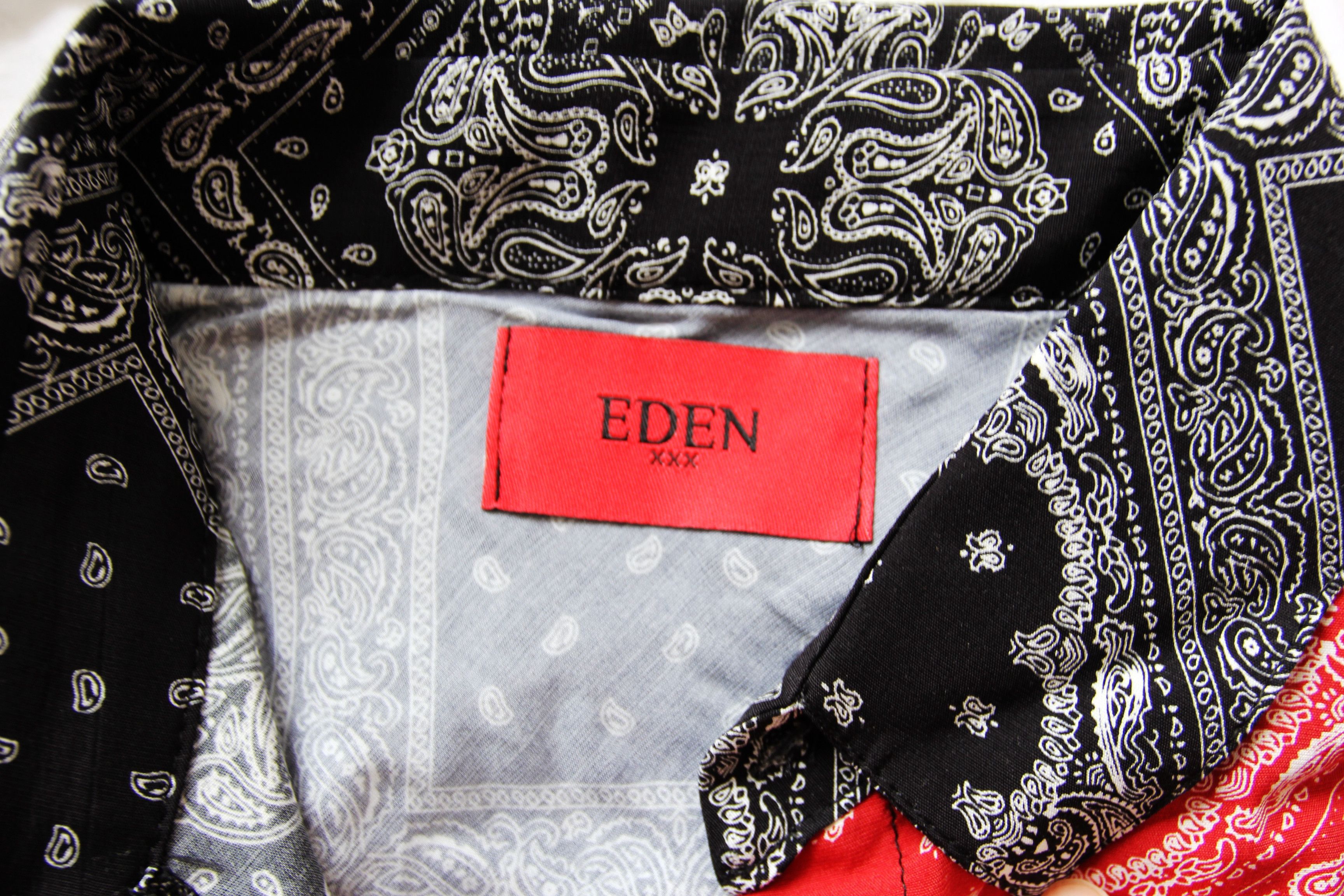 Other BNWT SS20 EDEN XXX BANDANA PATCHWORK SHIRT BLACK RED BLUE Size US M / EU 48-50 / 2 - 10 Thumbnail