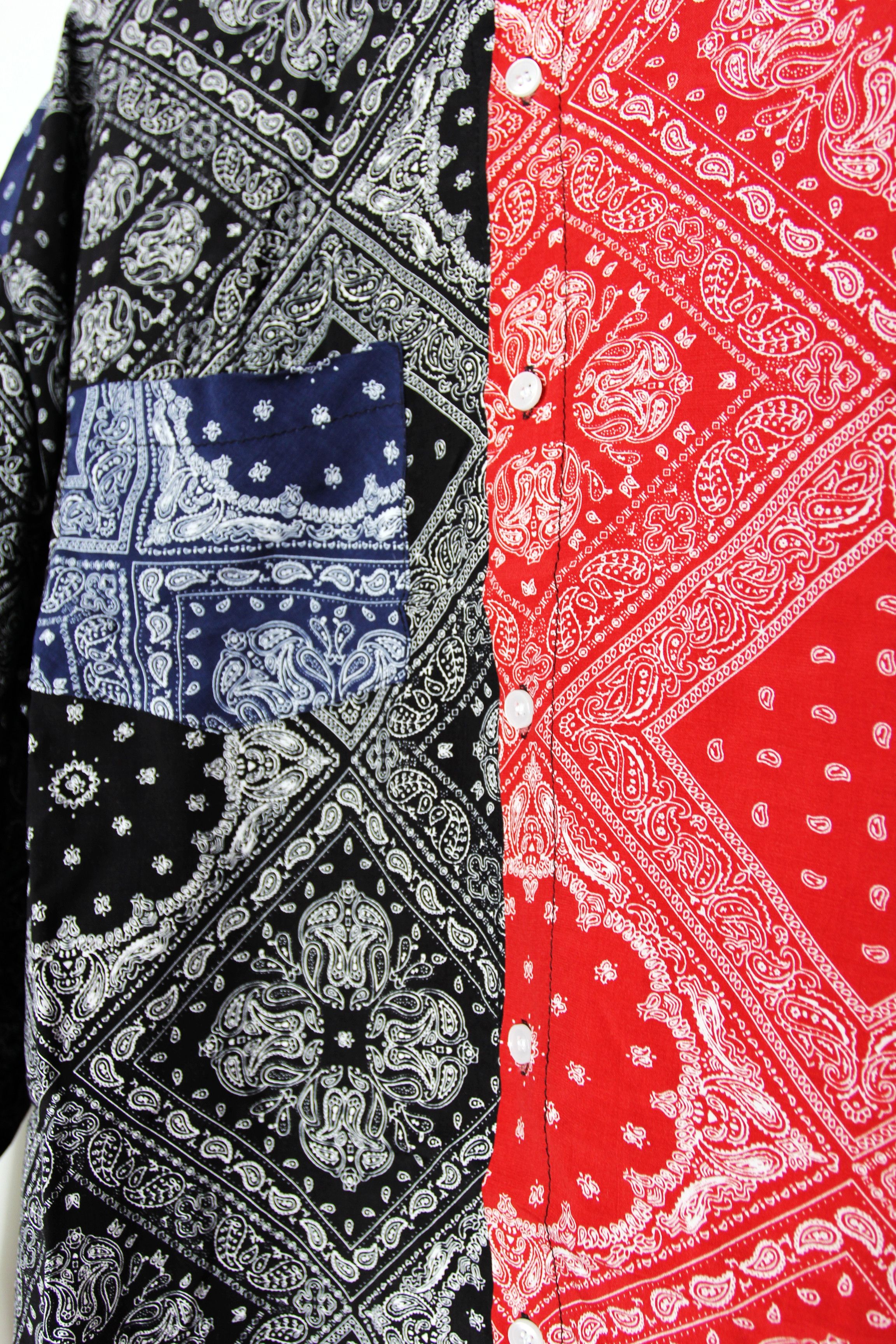 Other BNWT SS20 EDEN XXX BANDANA PATCHWORK SHIRT BLACK RED BLUE Size US M / EU 48-50 / 2 - 4 Thumbnail