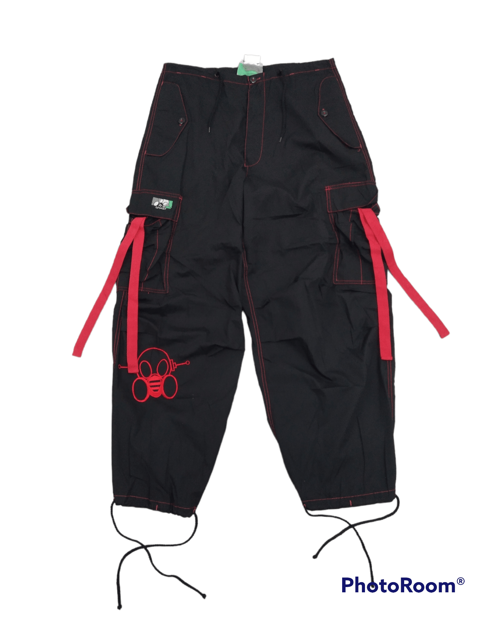 image of Avant Garde x Black Baggy Bondage Ghast Cargo Parachute Ballon Pants in Black, Men's (Size 33)