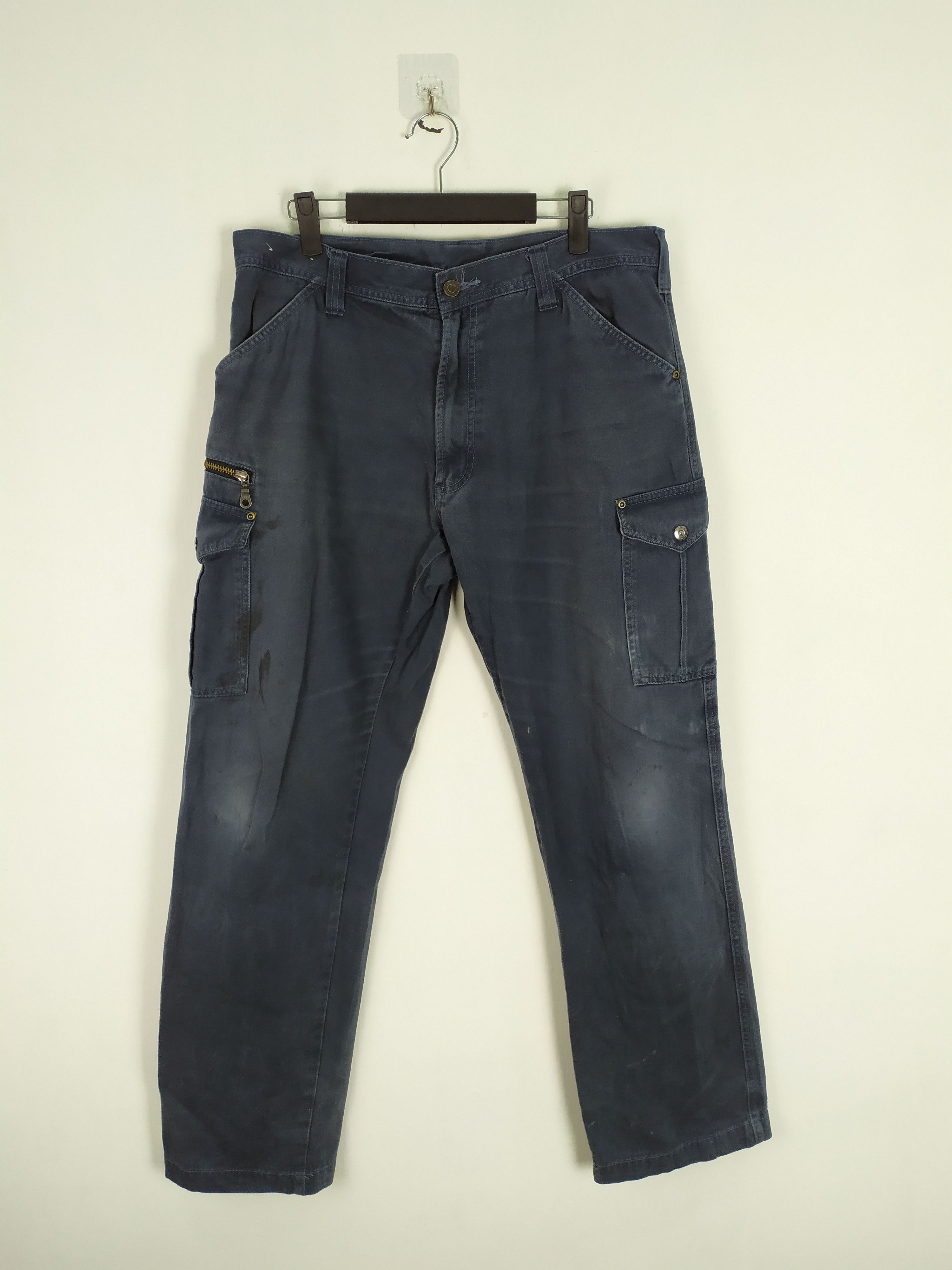 image of Straight Faded Workwear Cargo Pants/faded/stain in Dark Blue, Men's (Size 32)