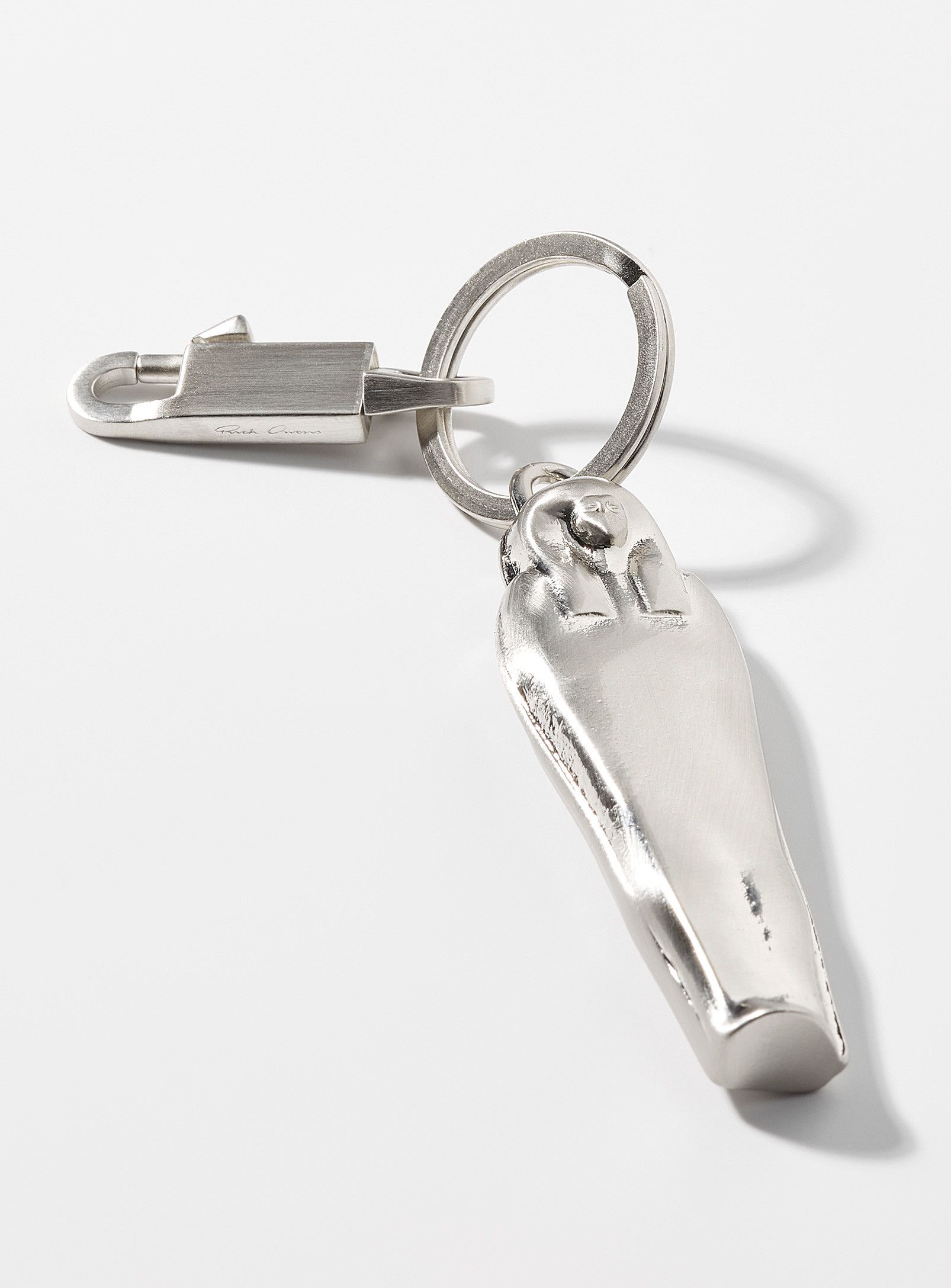 image of Ss22 Rick Owens "fogachine" Sarcophagus Keychain in Silver, Men's