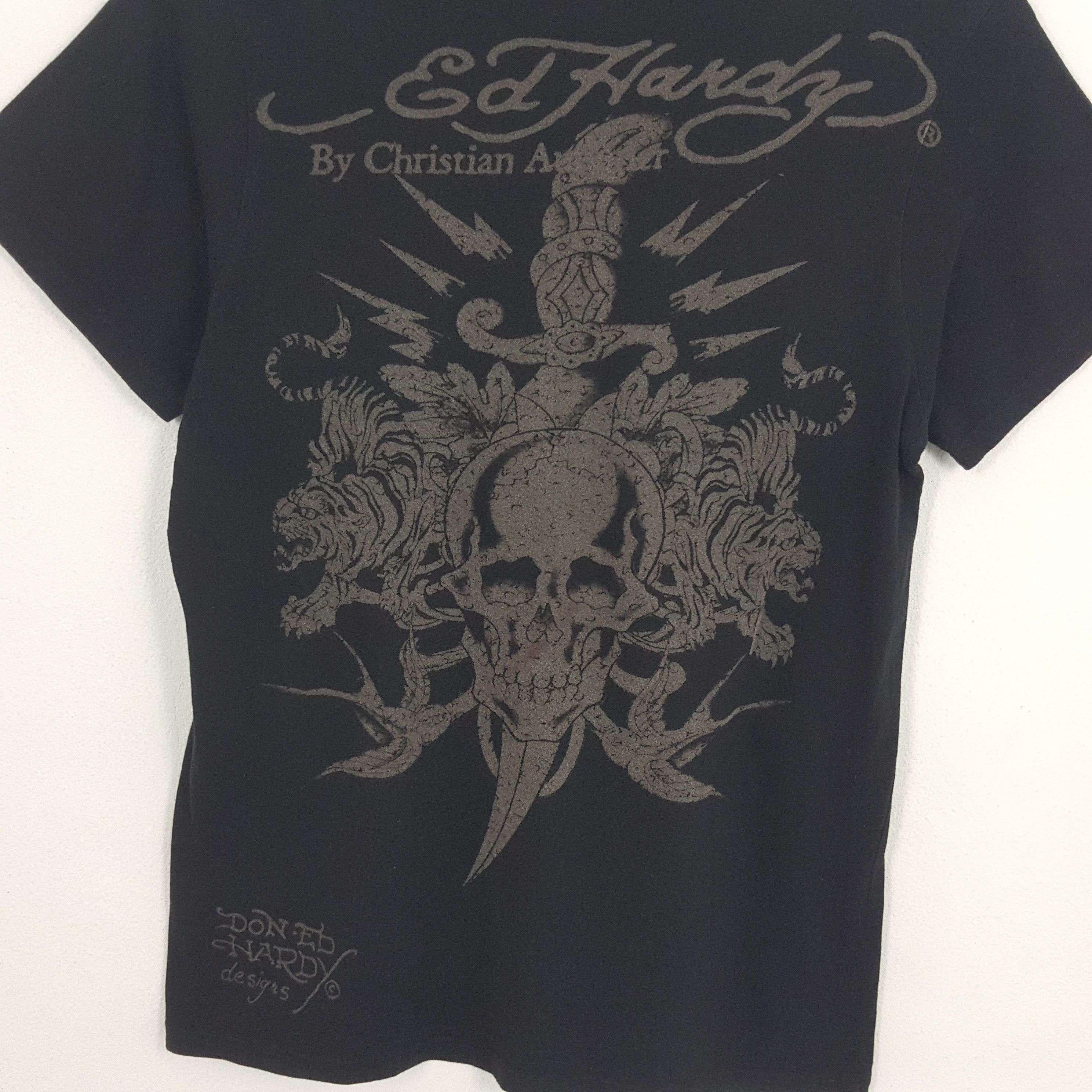 Ed Hardy × Vintage Vintage ED HARDY by Christian Audigier Designer T-Shirt Size US L / EU 52-54 / 3 - 4 Thumbnail